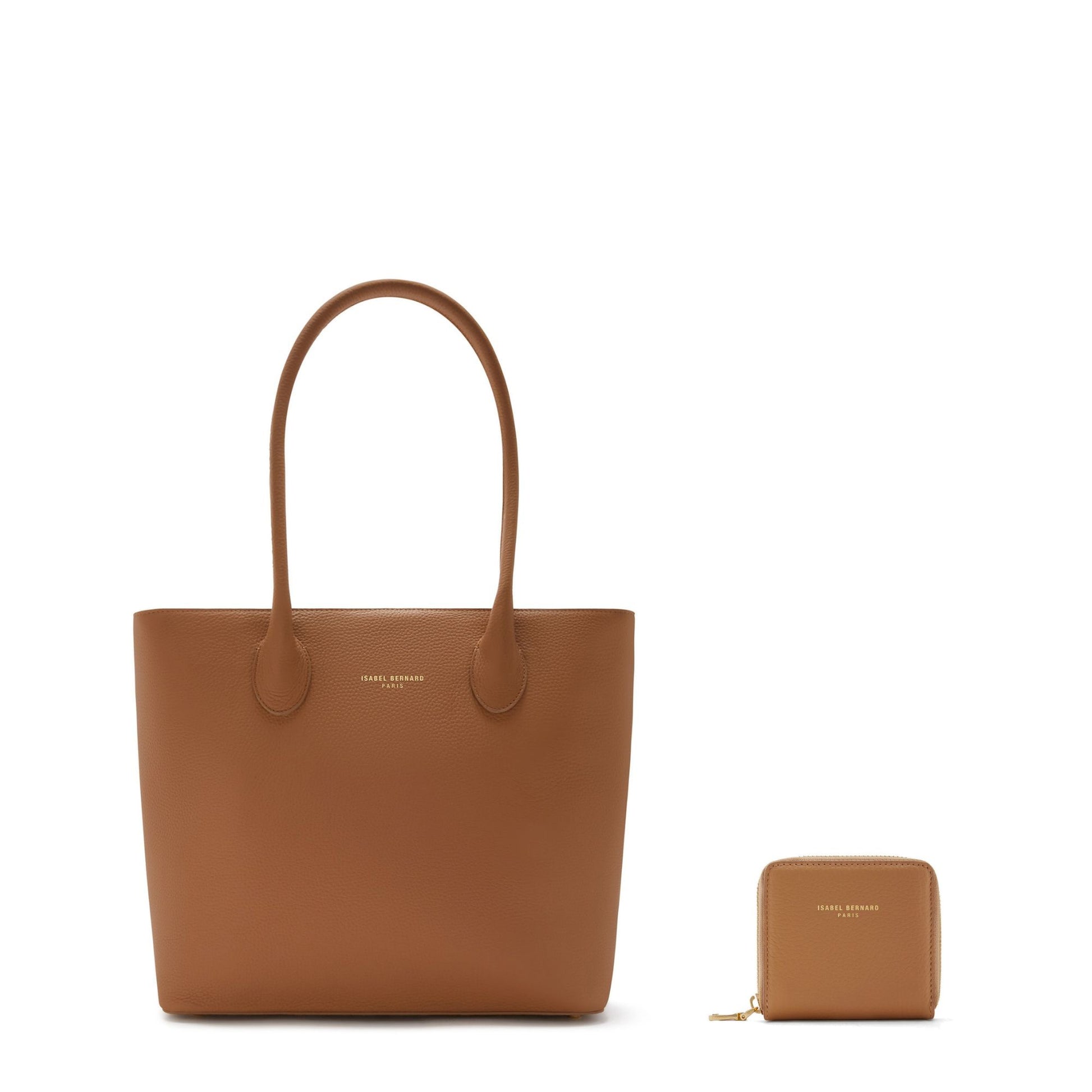 Cadeau d'Isabel camel calfskin leather shopper and zipper wallet gift set - - Isabel Bernard