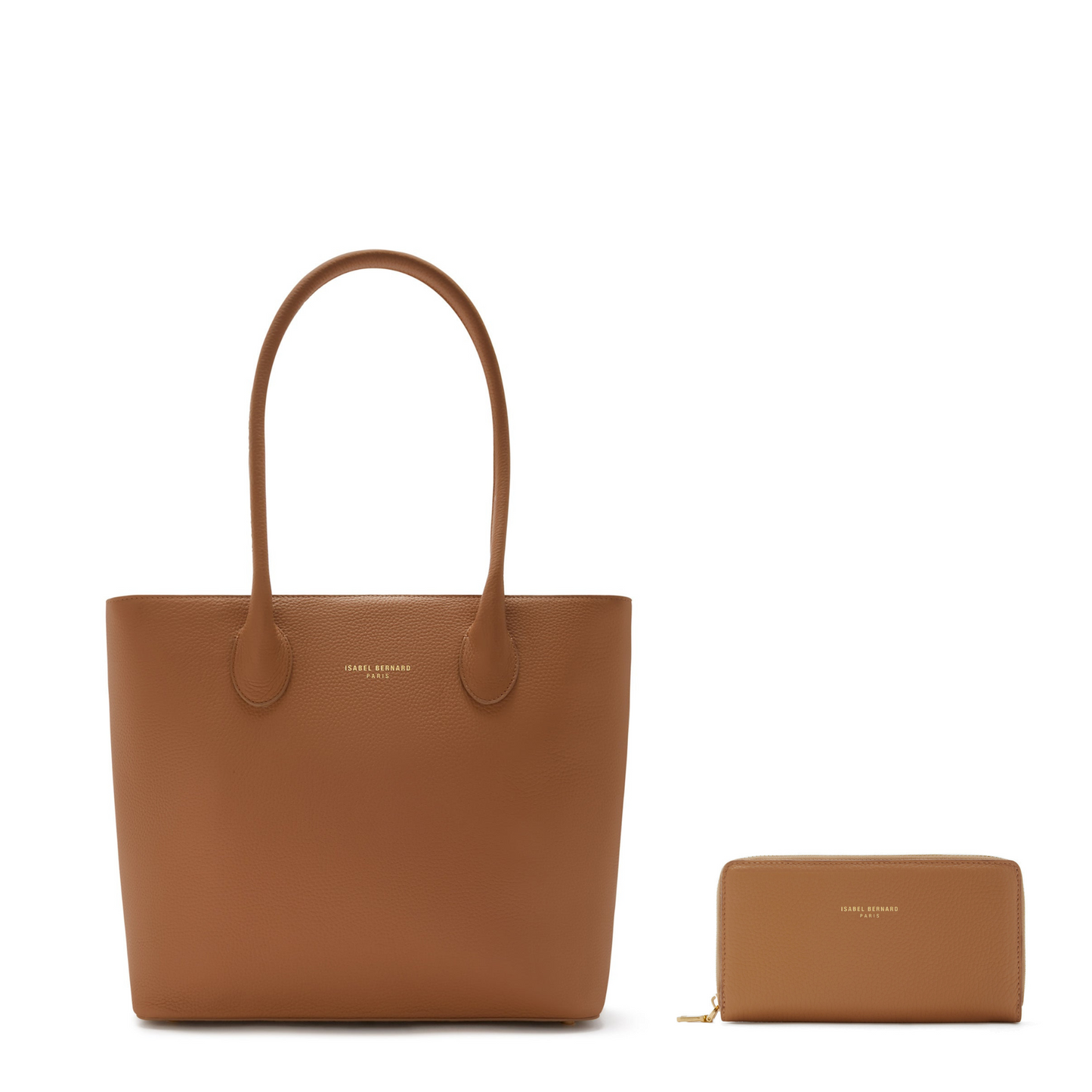 Cadeau d'Isabel camel calfskin leather shopper and zipper wallet gift set - - Isabel Bernard