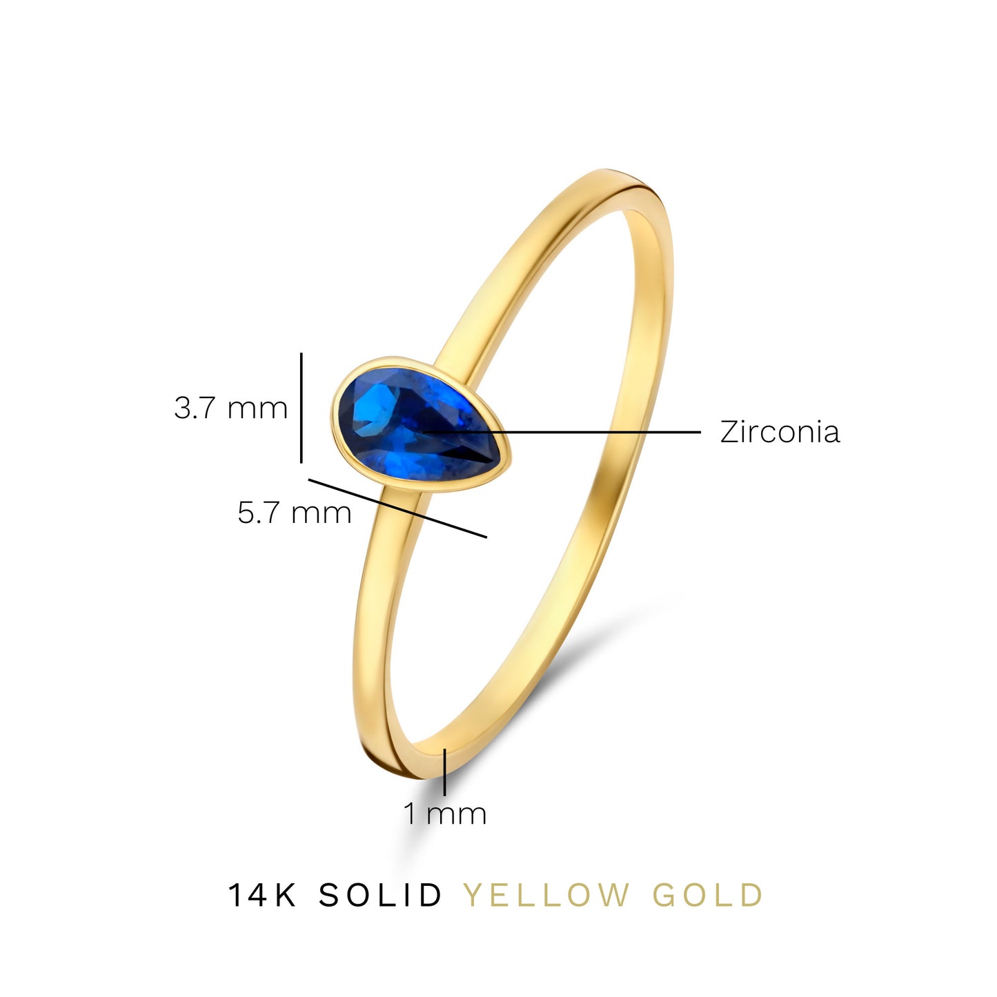 Baguette Nila 14 karat gold ring with blue zirconia -  - Isabel Bernard