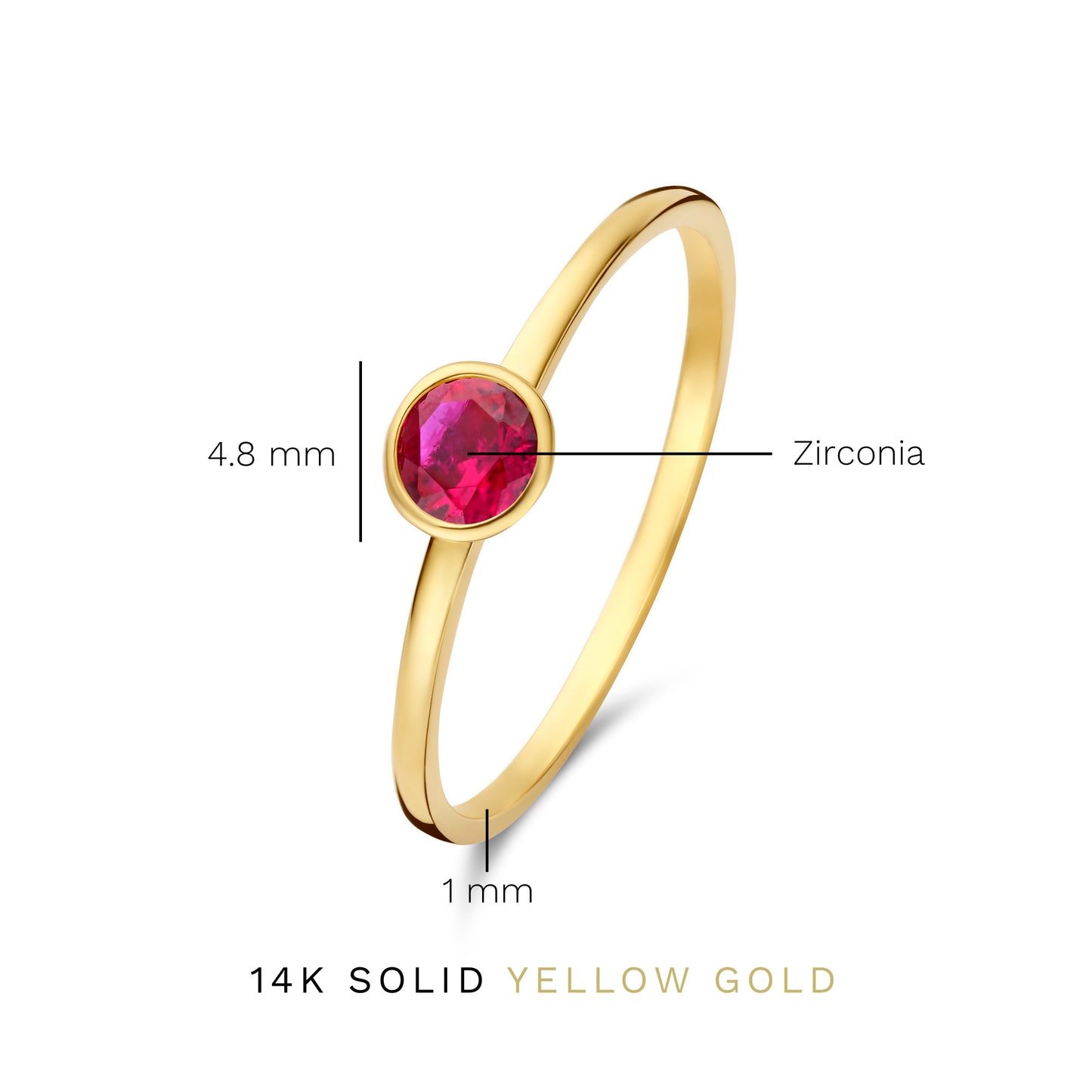 Baguette Roux 14 karat gold ring with red zirconia -  - Isabel Bernard