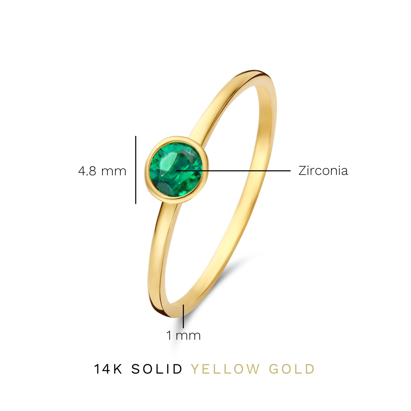 Baguette Olivia 14 karat gold ring with green zirconia -  - Isabel Bernard