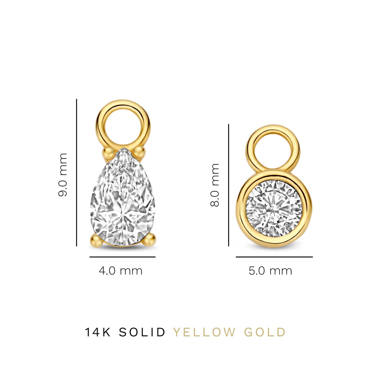 Cadeau d'Isabel 14 karat gold four-piece earring charm set with zirconia stones | without hoop earrings -  - Isabel Bernard