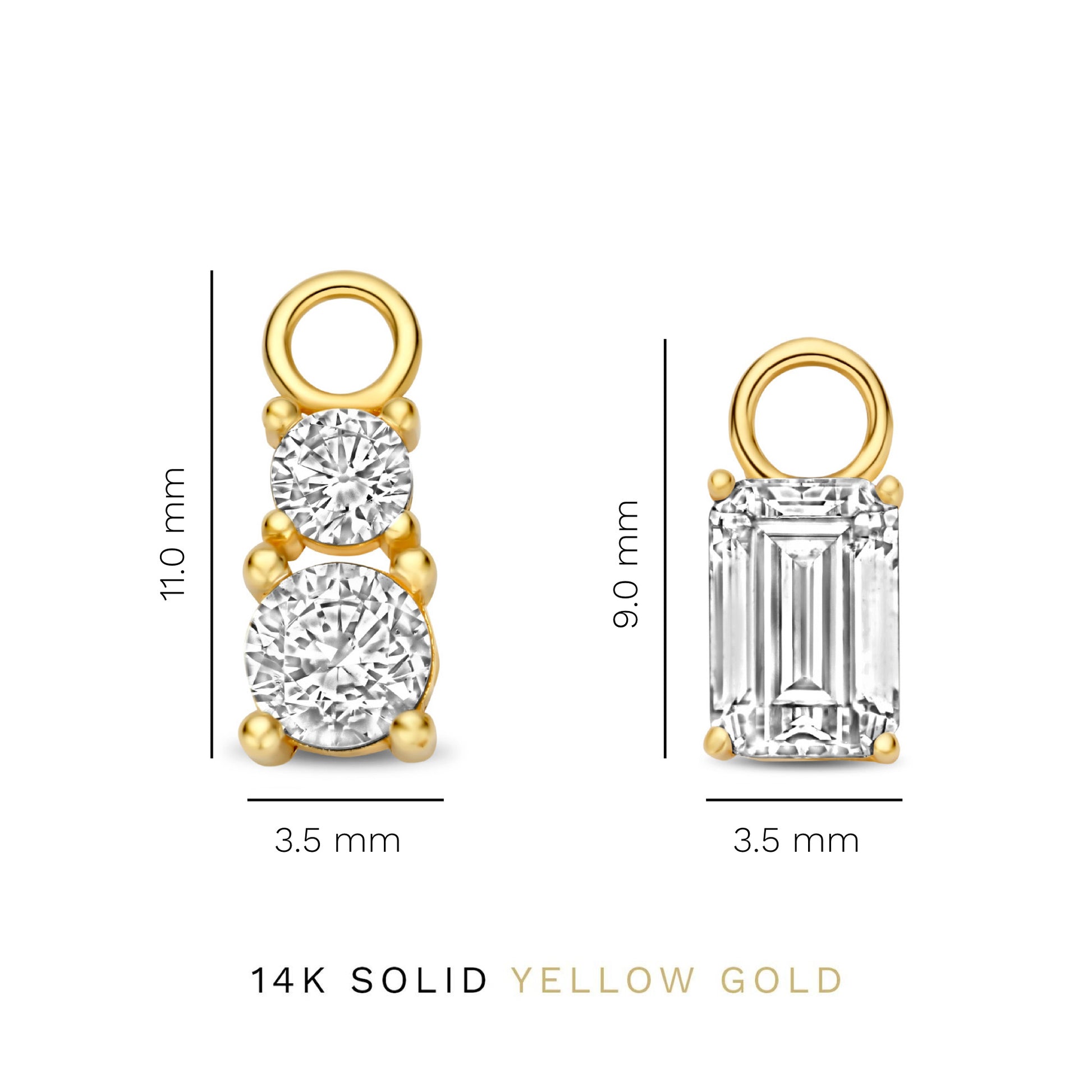 Cadeau d'Isabel 14 karat gold four-piece earring charm set with zirconia stones | without hoop earrings -  - Isabel Bernard