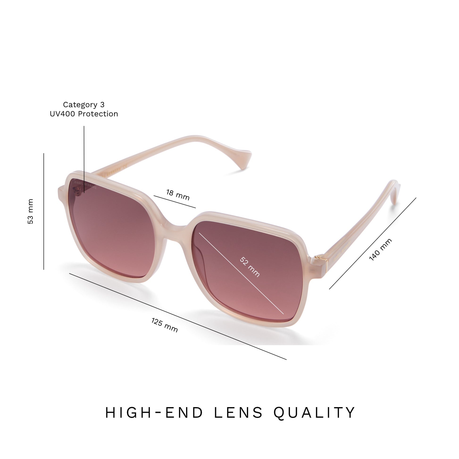 La Villette Rene soft pink square sunglasses with pink lenses -  - Isabel Bernard