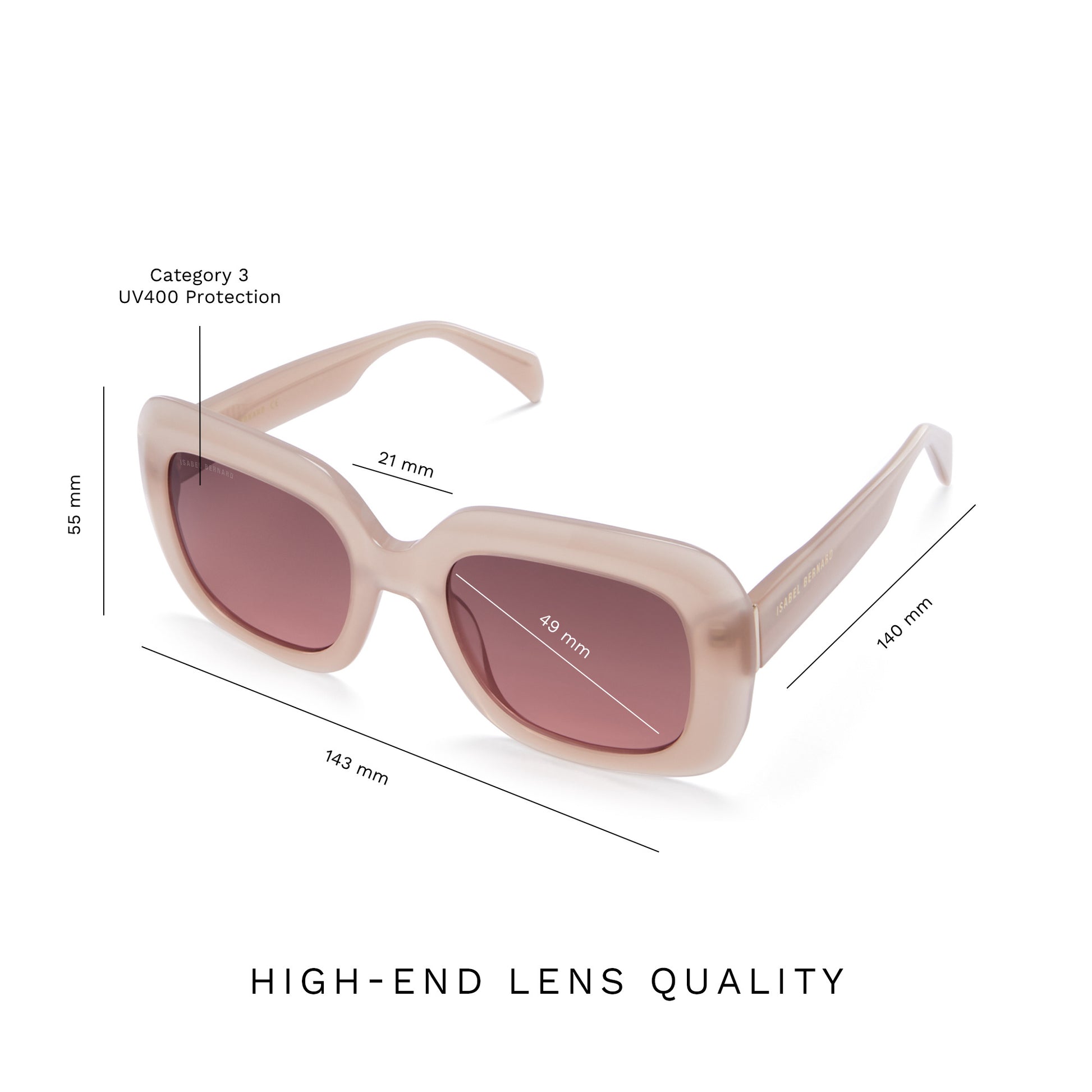 La Villette Rive soft pink square sunglasses -  - Isabel Bernard