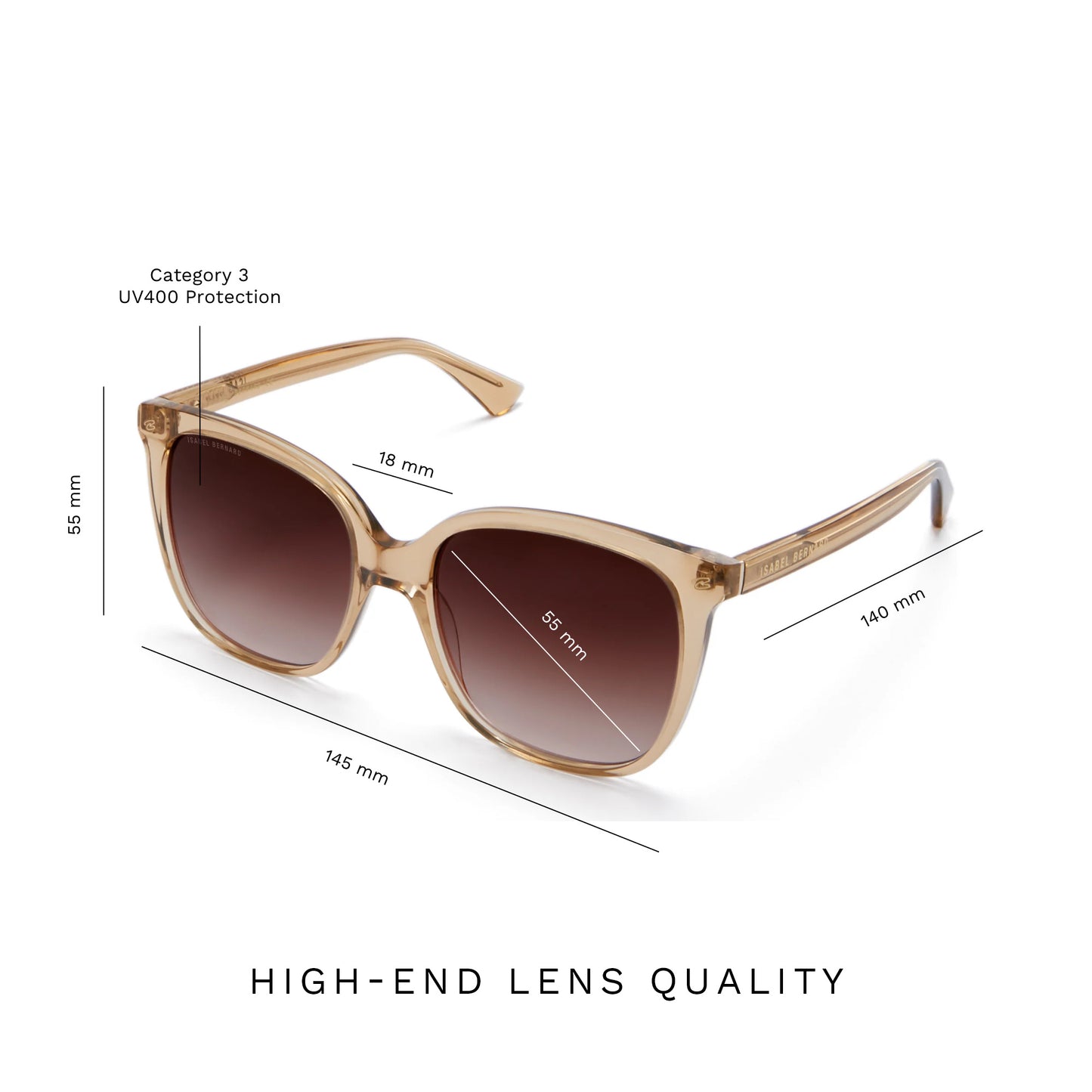 La Villette Raison transparant beige square sunglasses with brown lenses gradient -  - Isabel Bernard