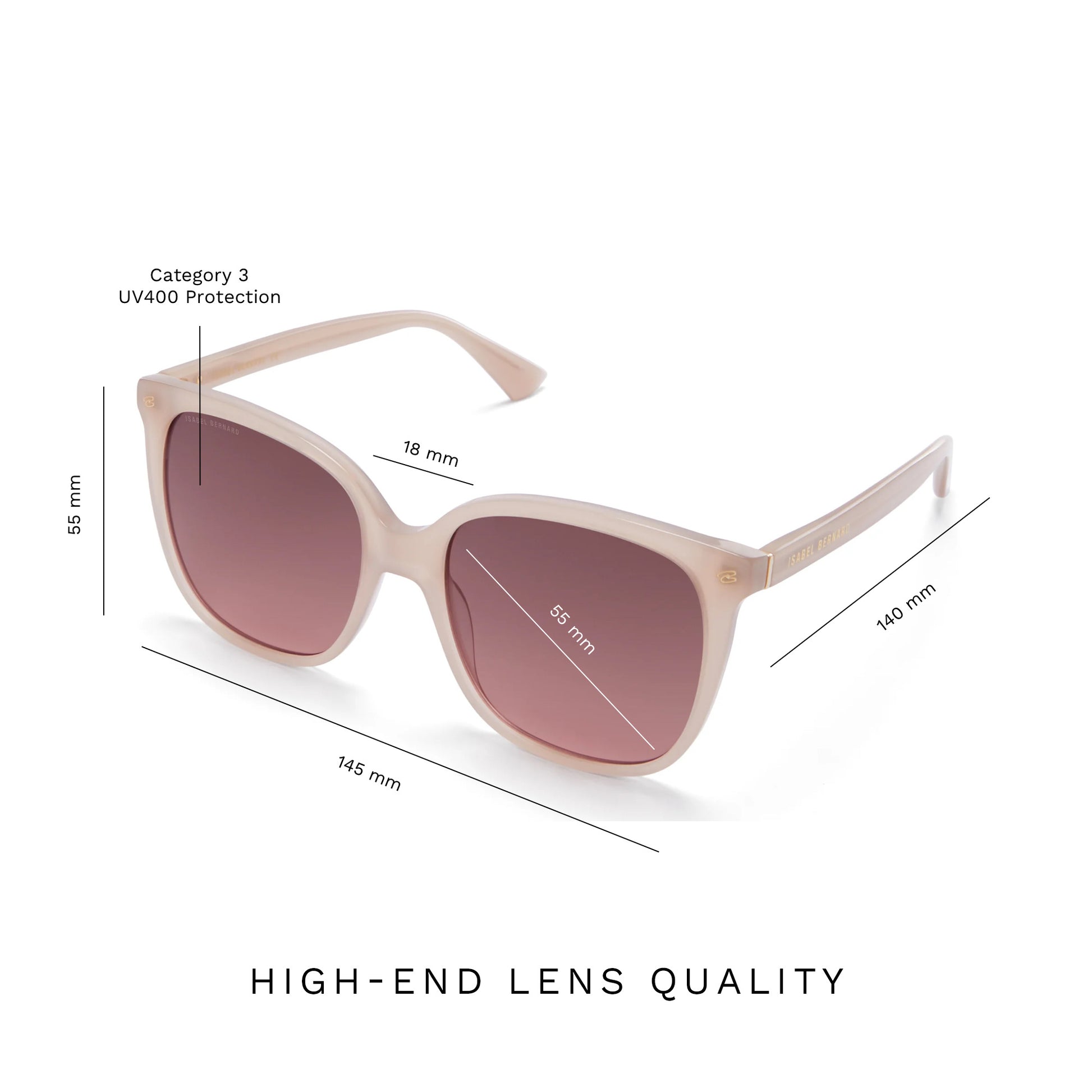 La Villette Raison soft pink square sunglasses with pink lenses -  - Isabel Bernard