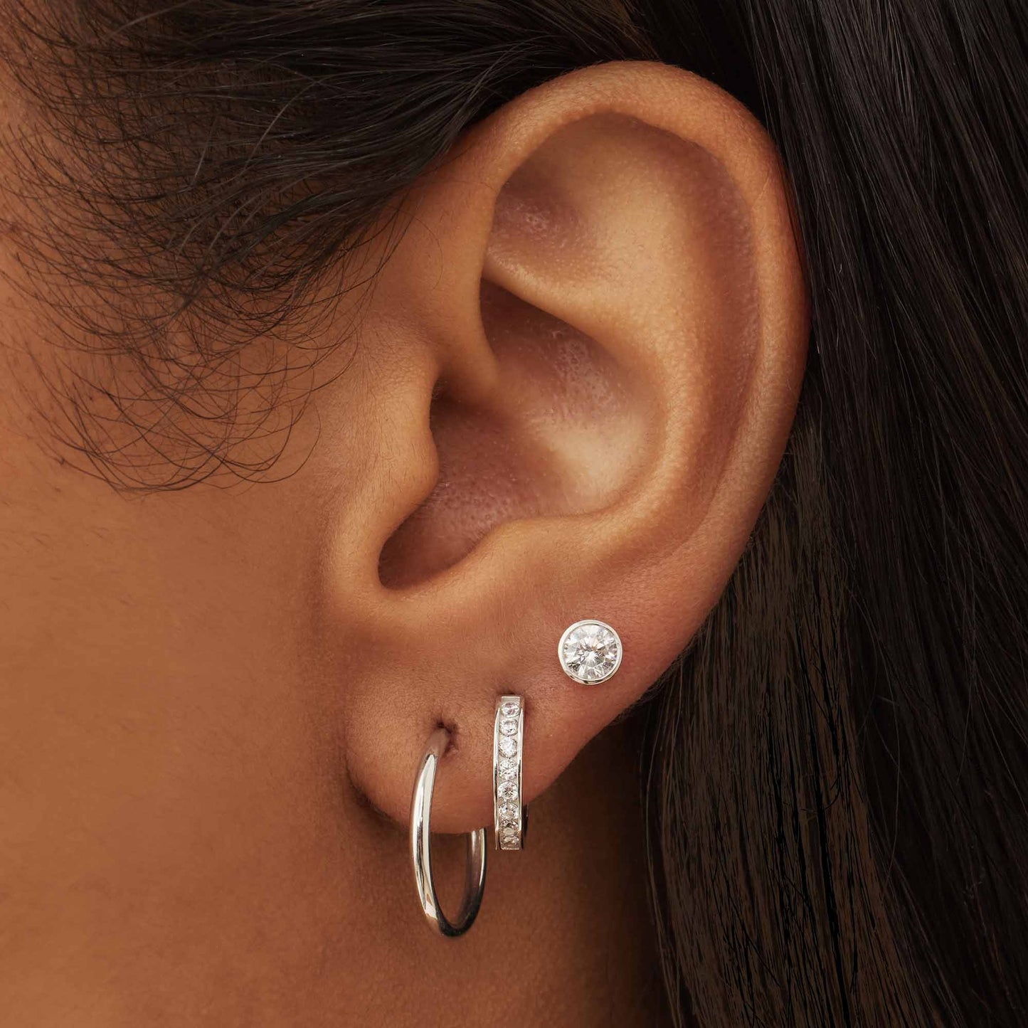 Saint Germain Juliette 14 karat white gold ear studs with zirconia stone -  - Isabel Bernard