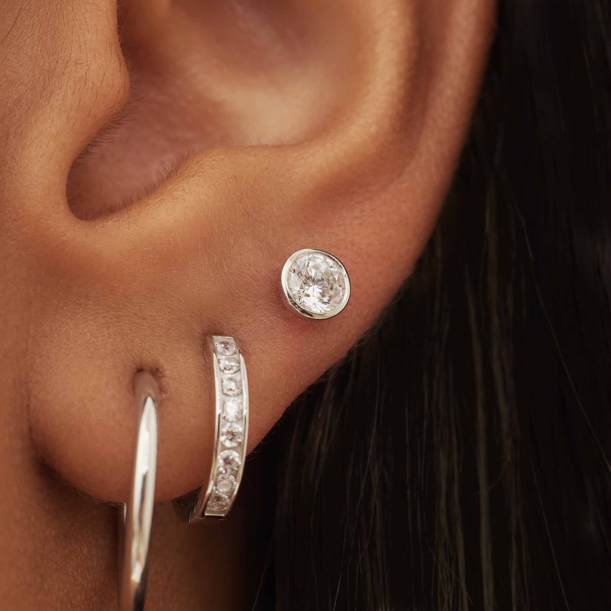 Saint Germain Juliette 14 karat white gold ear studs with zirconia stone -  - Isabel Bernard