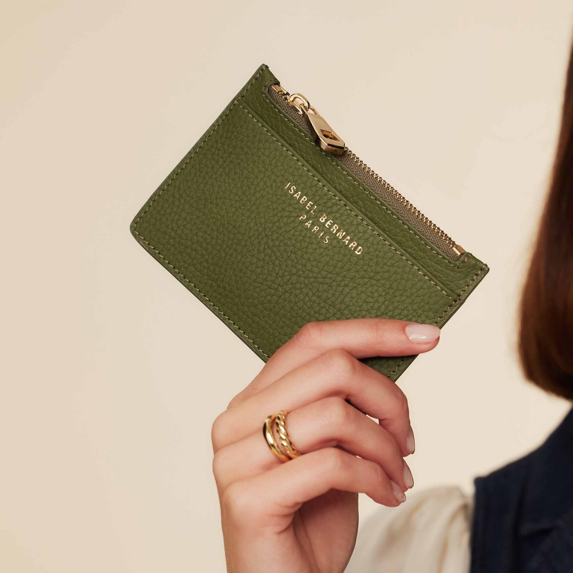 Honoré Aveline green calfskin leather card holder -  - Isabel Bernard