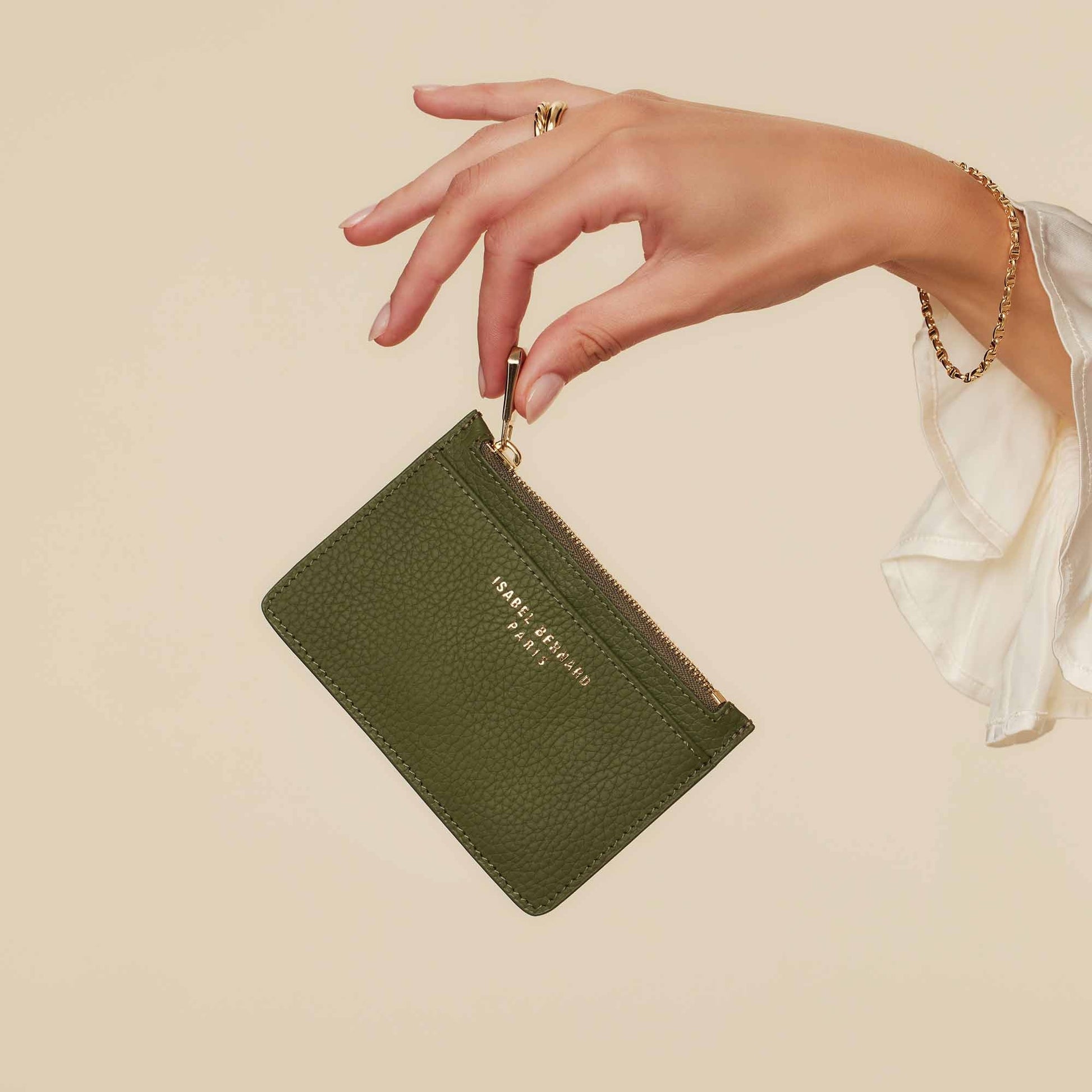 Honoré Aveline green calfskin leather card holder -  - Isabel Bernard