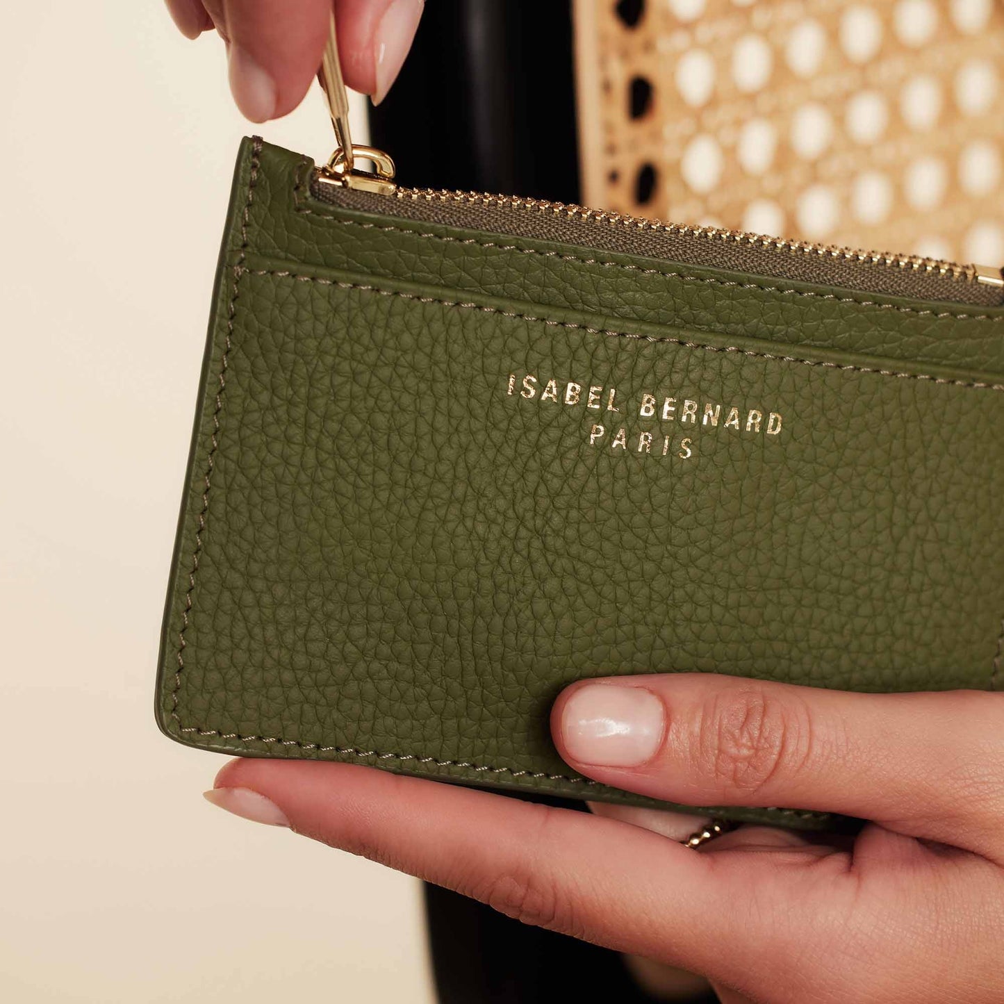 Honoré Aveline green calfskin leather card holder -  - Isabel Bernard