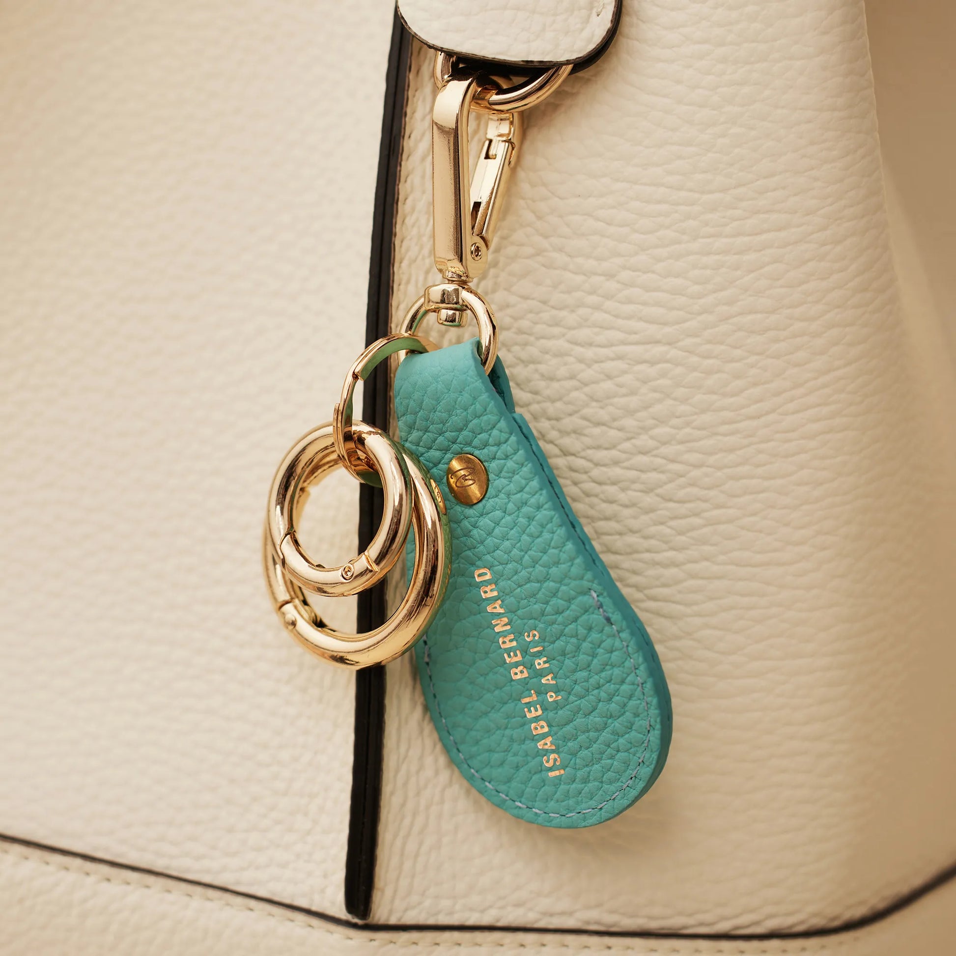 Honoré Filou blue calfskin leather Airtag key ring -  - Isabel Bernard