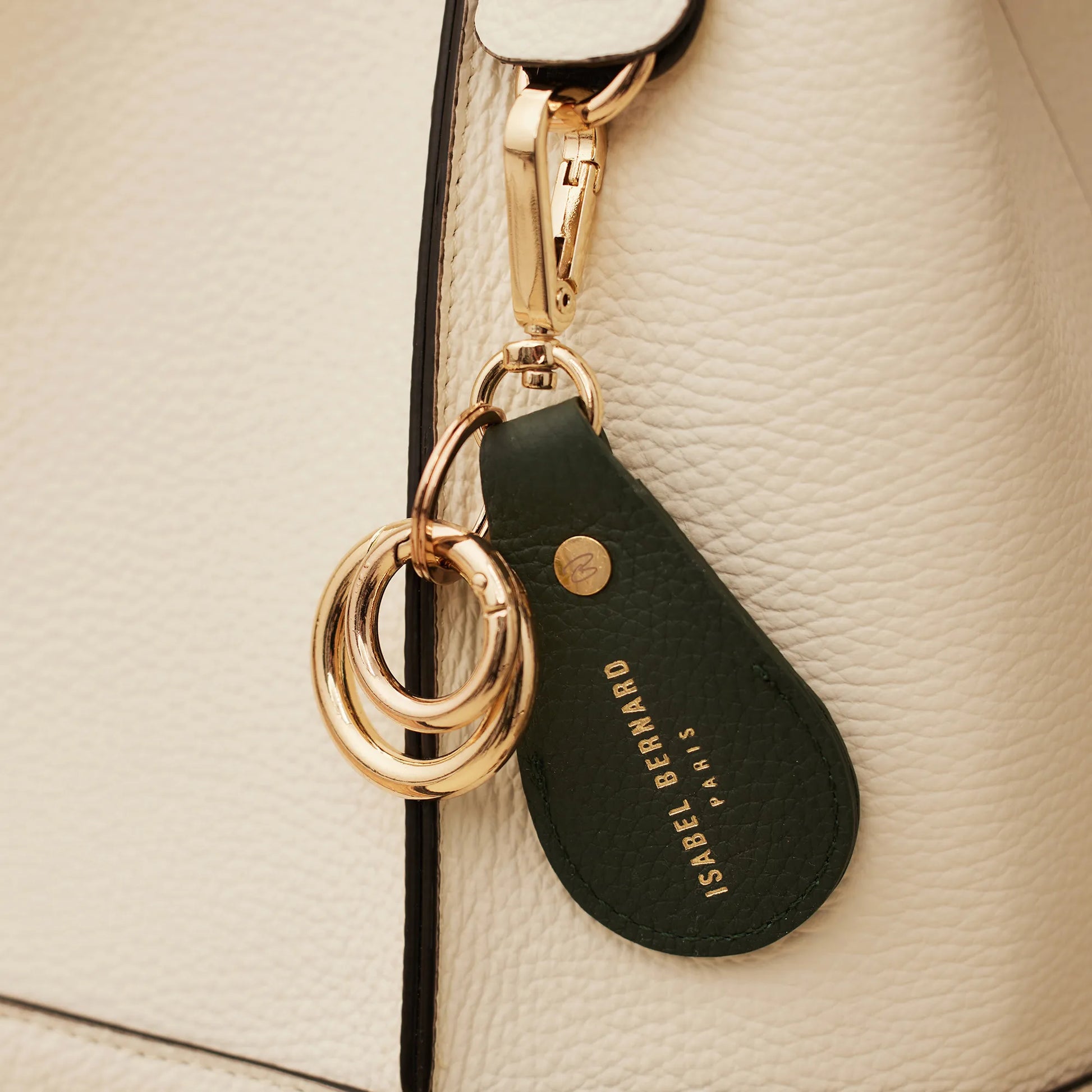 Honoré Filou green calfskin leather Airtag key ring -  - Isabel Bernard