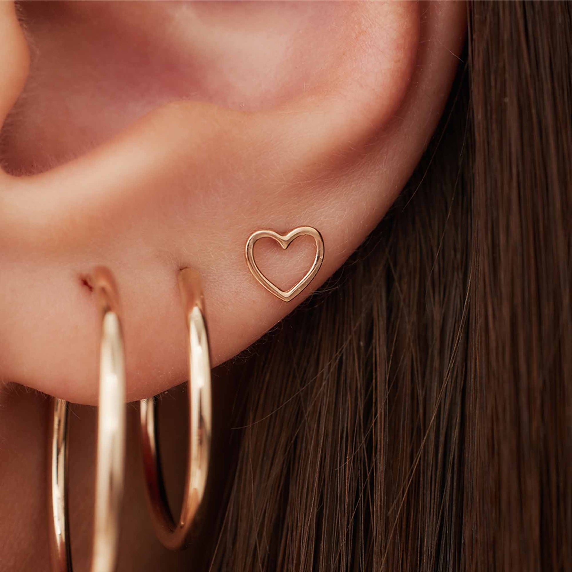 La Concorde Amore 14 karat rose gold ear studs with heart -  - Isabel Bernard