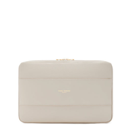 Honoré Caress cream calfskin leather laptop sleeve -  - Isabel Bernard