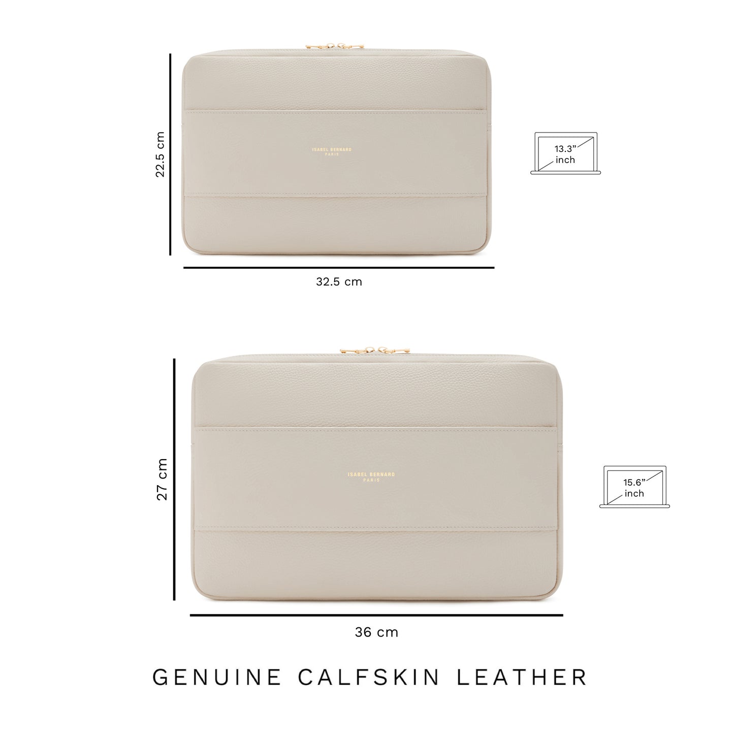 Honoré Caress cream calfskin leather laptop sleeve -  - Isabel Bernard