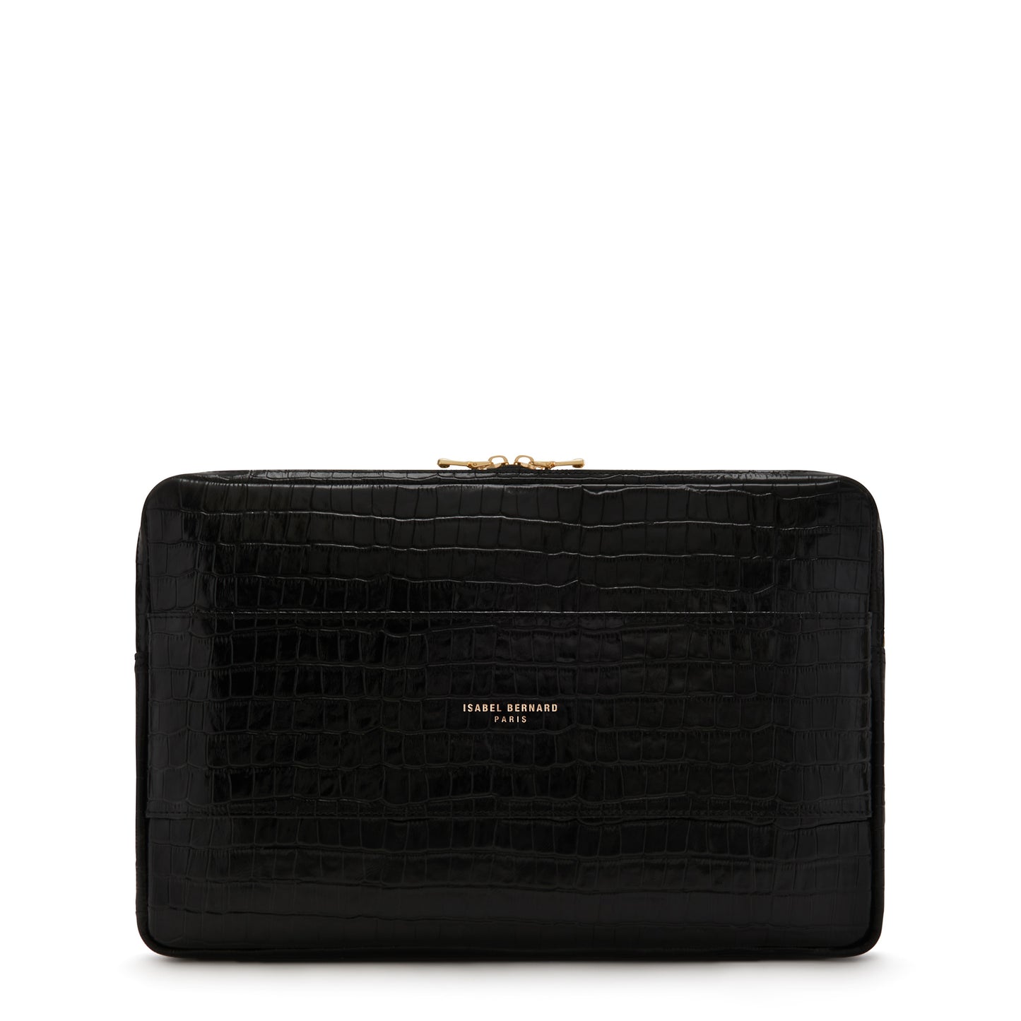 Honoré Caress croco black calfskin leather laptop sleeve -  - Isabel Bernard