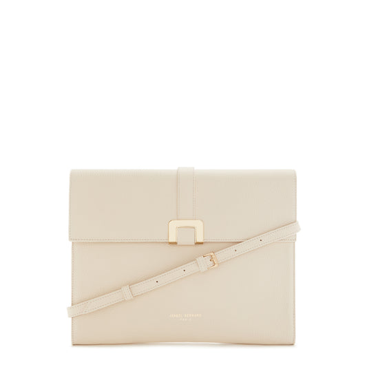 Honoré Clara cream calfskin leather laptop sleeve with shoulder strap -  - Isabel Bernard