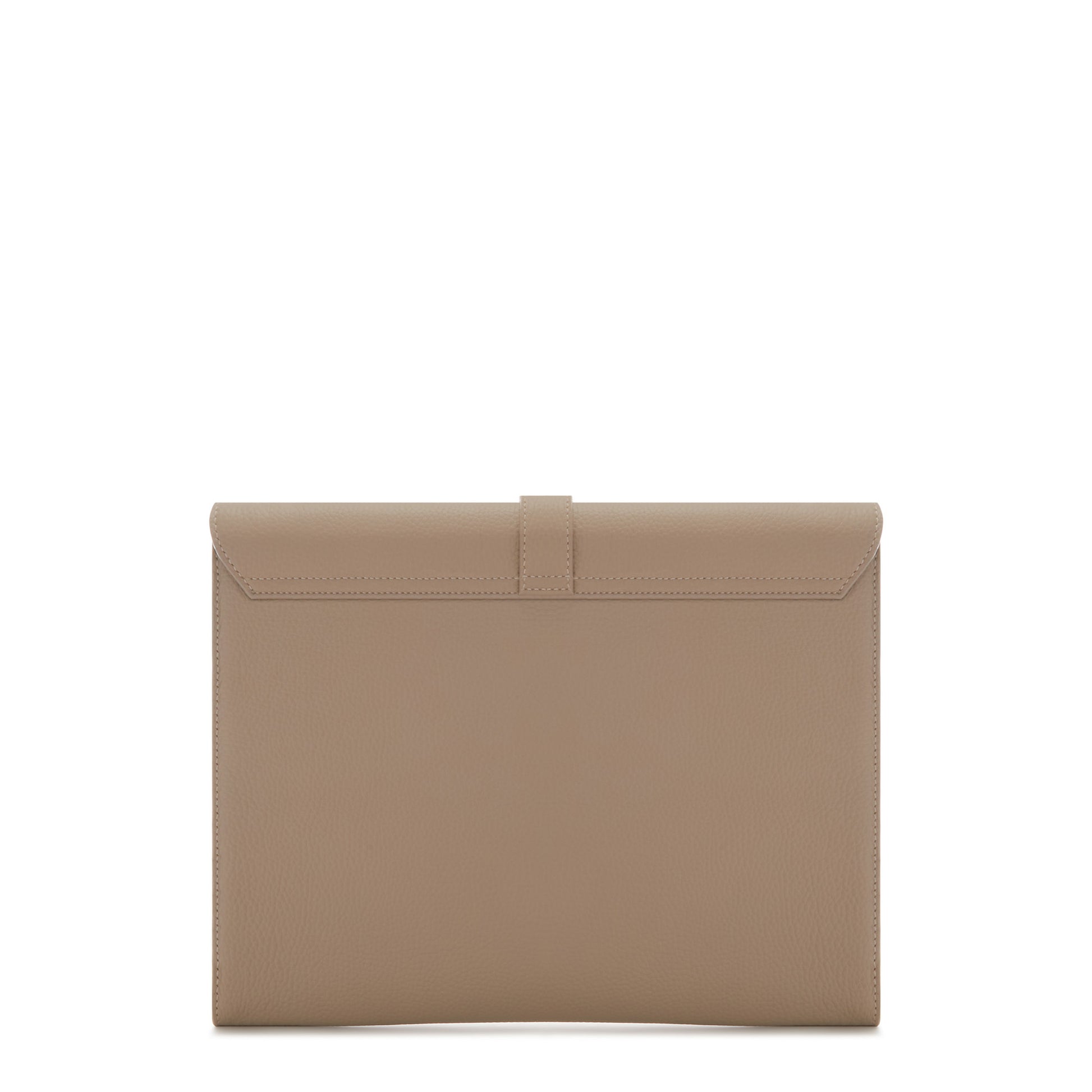 Honoré Clara taupe calfskin leather laptop sleeve with shoulder strap -  - Isabel Bernard