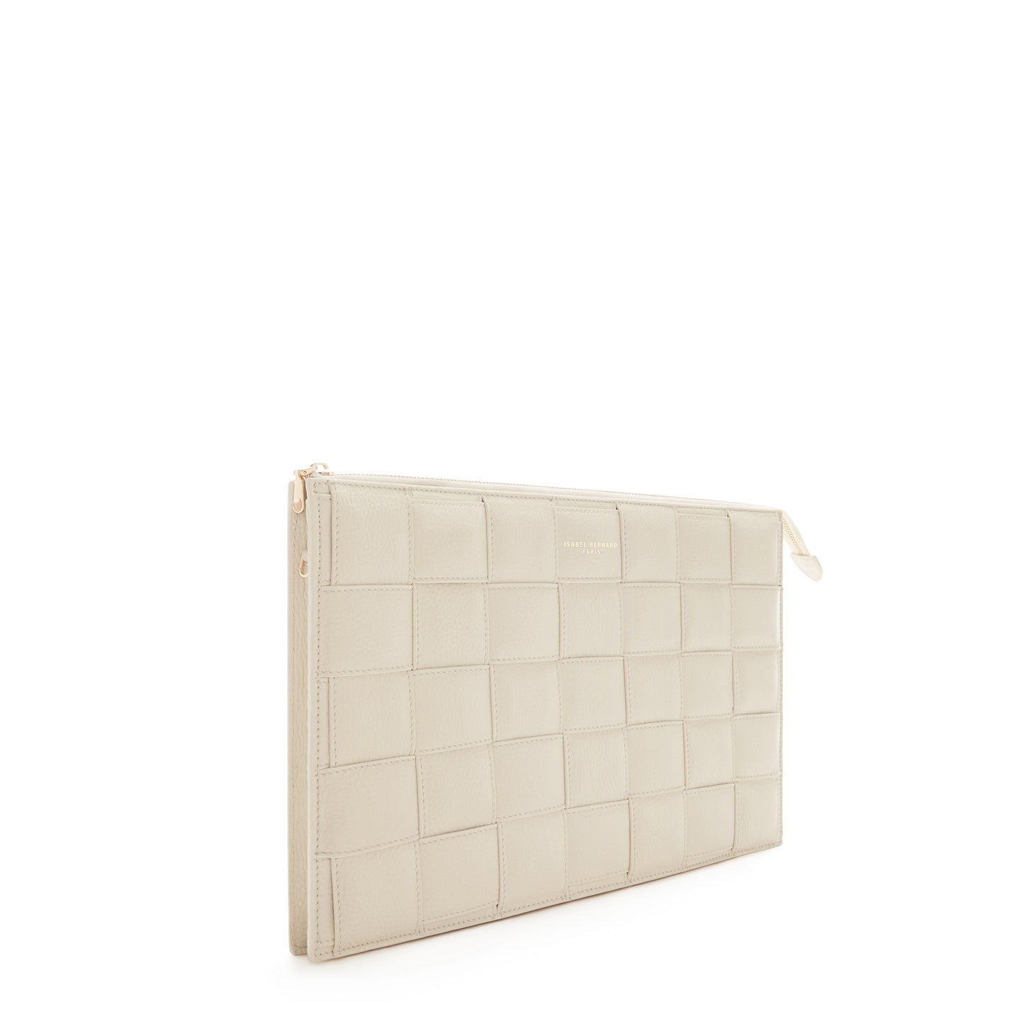 Honoré Cosette cream braided calfskin leather laptop sleeve with shoulder strap -  - Isabel Bernard