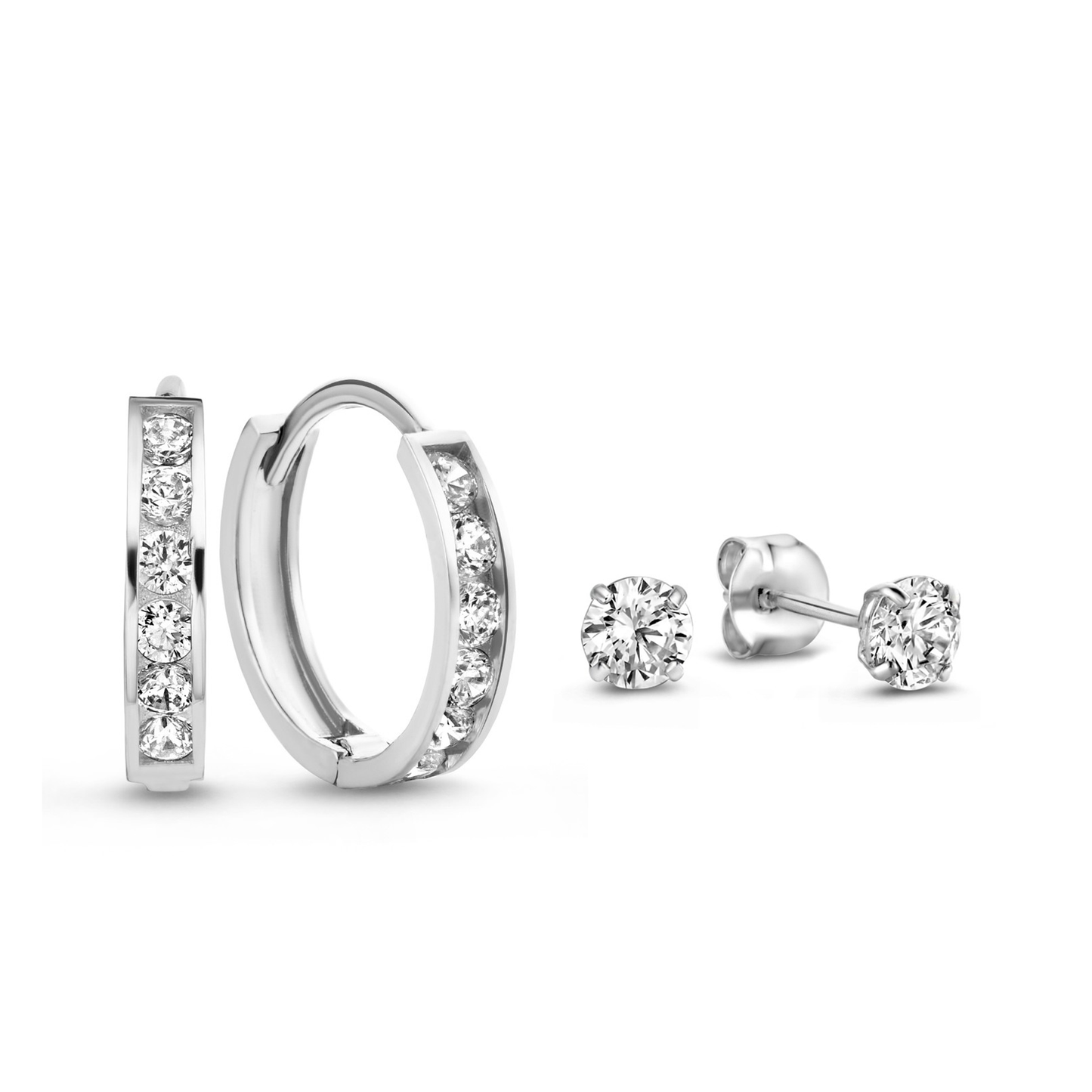 Cadeau d'Isabel 14 karat white gold earring set with zirconia stones -  - Isabel Bernard