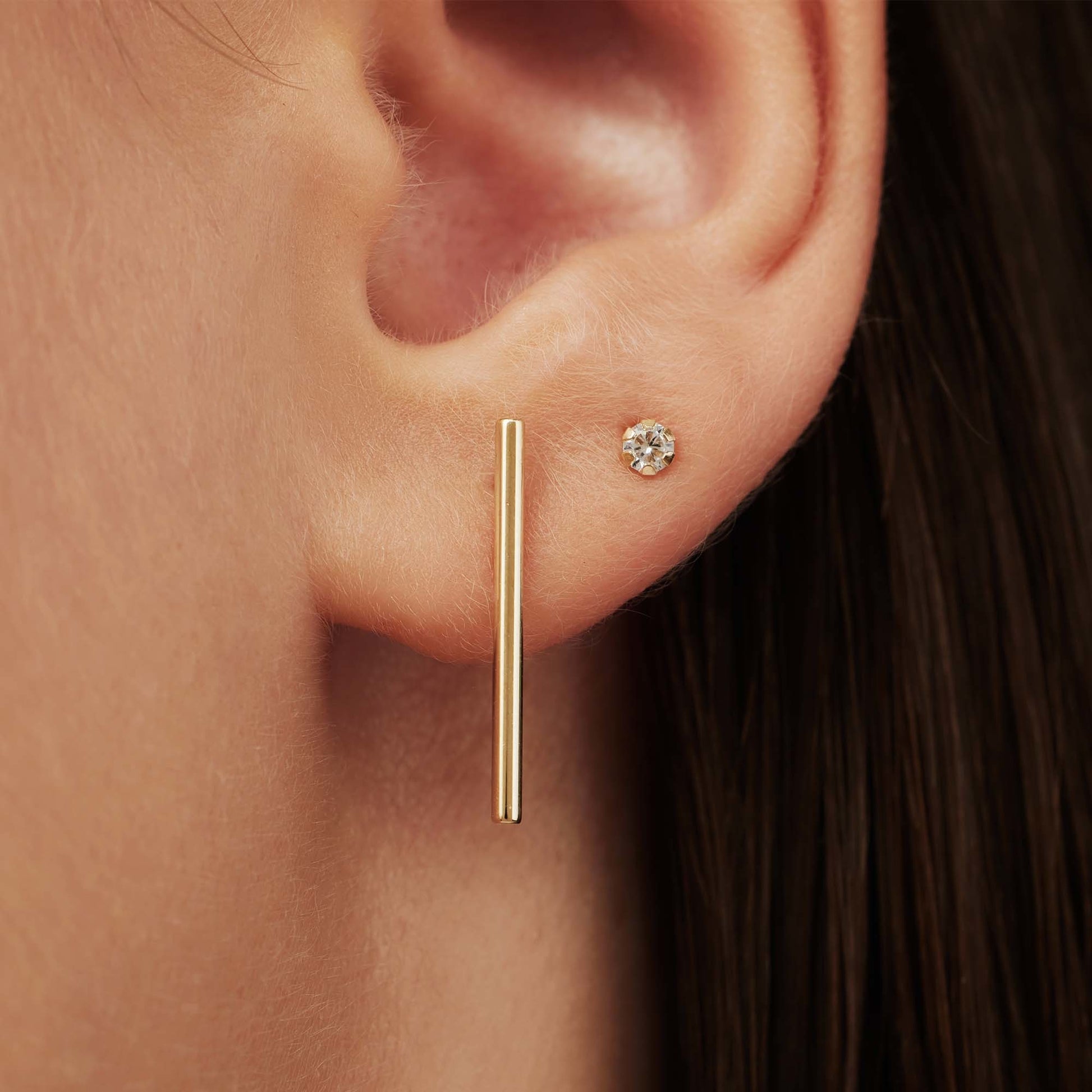 Le Marais De Buci 14 karat gold ear studs with zirconia -  - Isabel Bernard