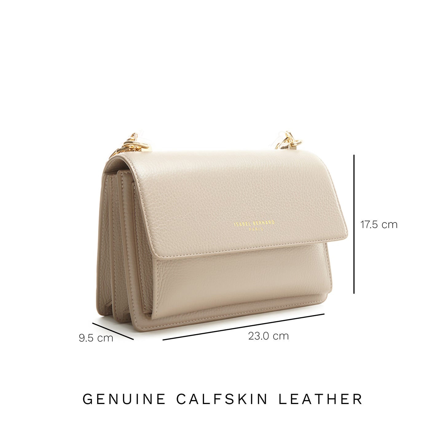 Femme Forte Valerie taupe calfskin leather shoulder bag -  - Isabel Bernard