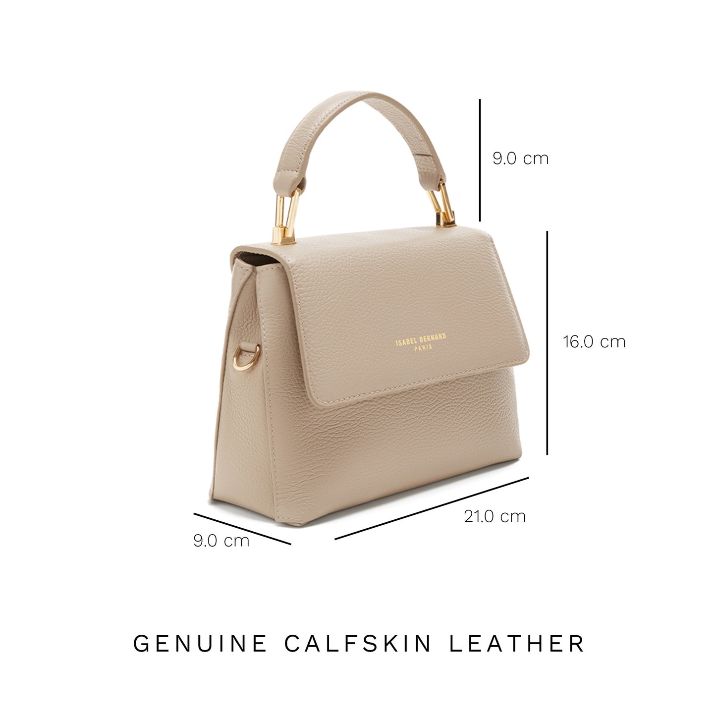 Femme Forte Heline taupe calfskin leather handbag -  - Isabel Bernard