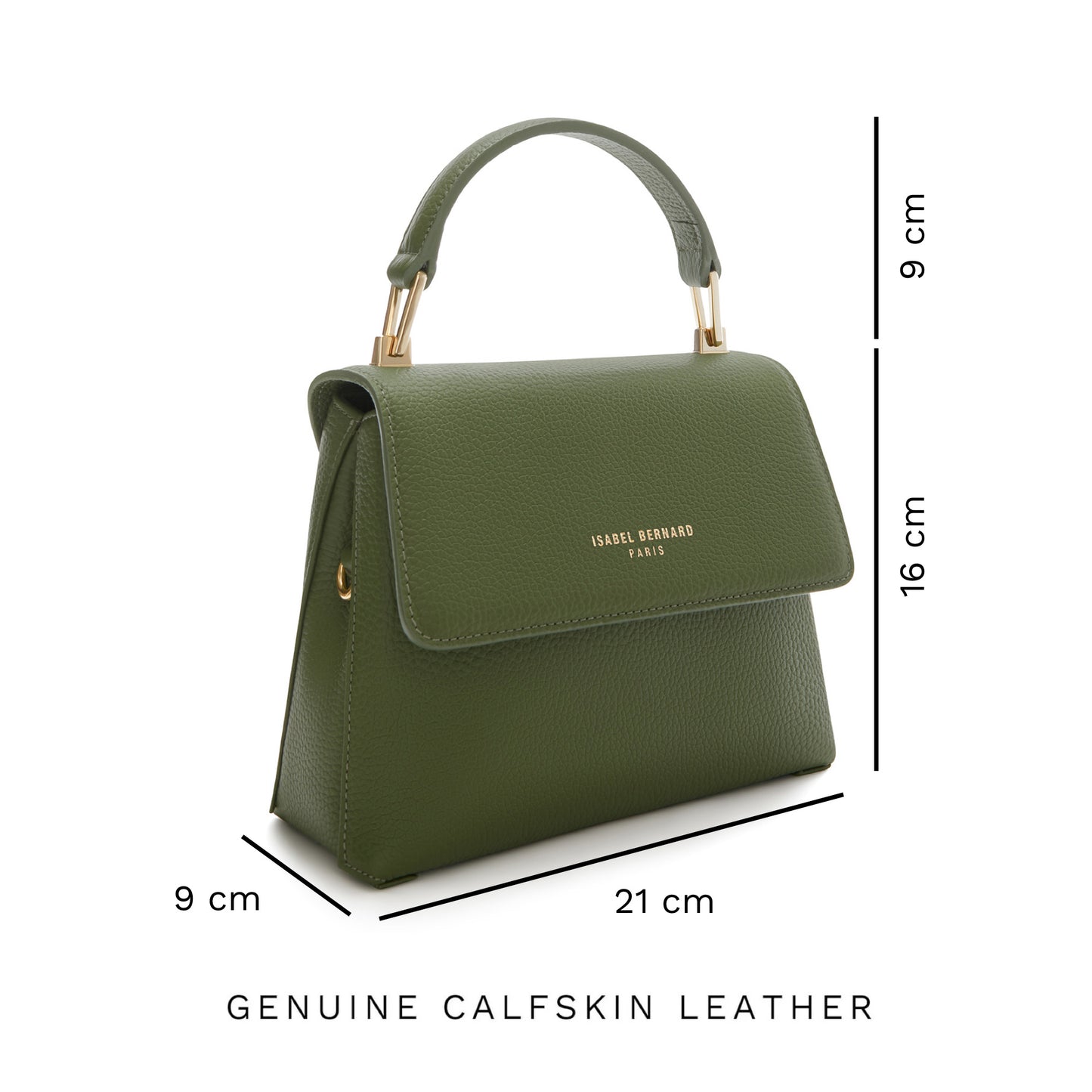 Femme Forte Heline green calfskin leather handbag -  - Isabel Bernard