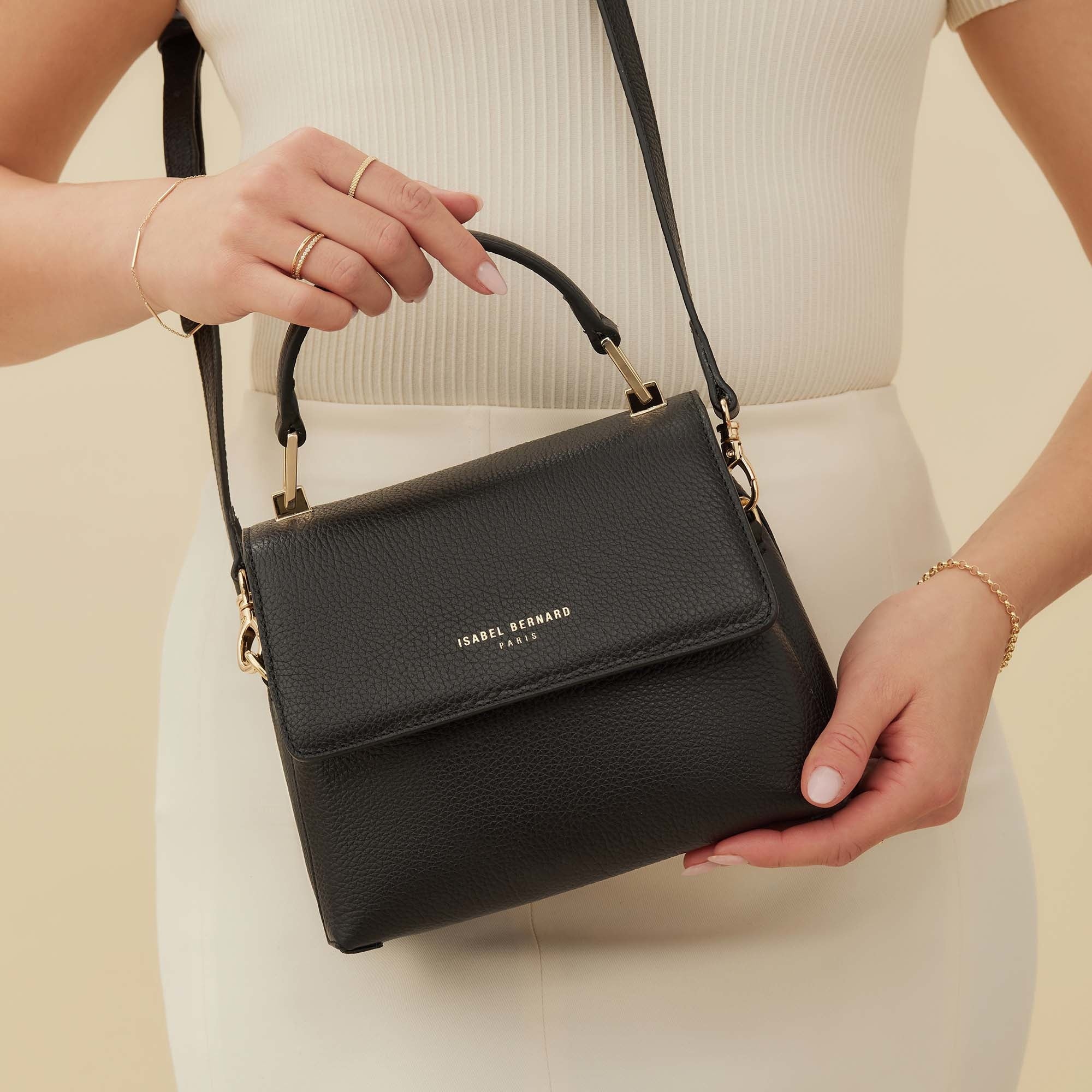 Femme Forte Heline black calfskin leather handbag Isabel Bernard
