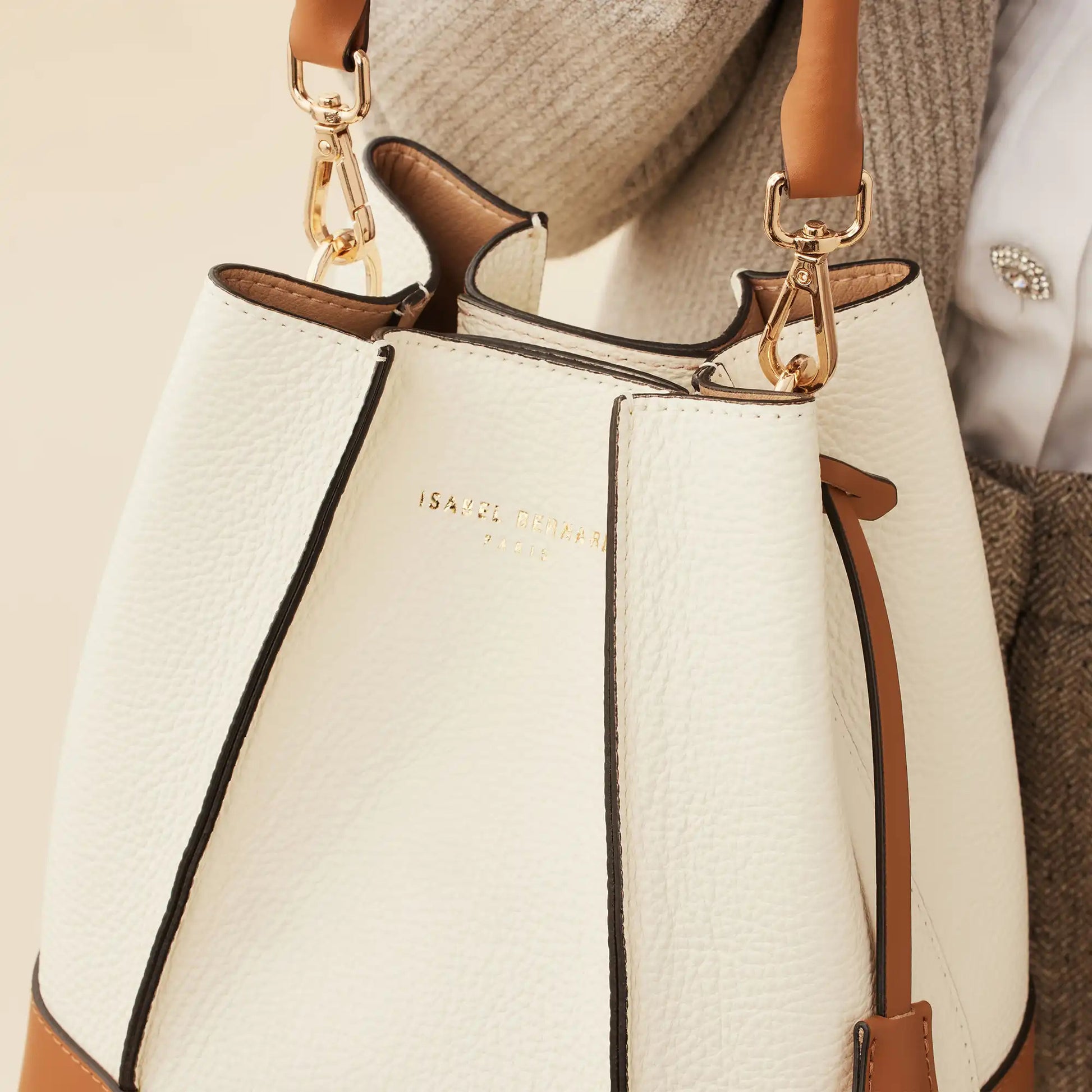 Femme Forte Minette cream calfskin leather handbag -  - Isabel Bernard