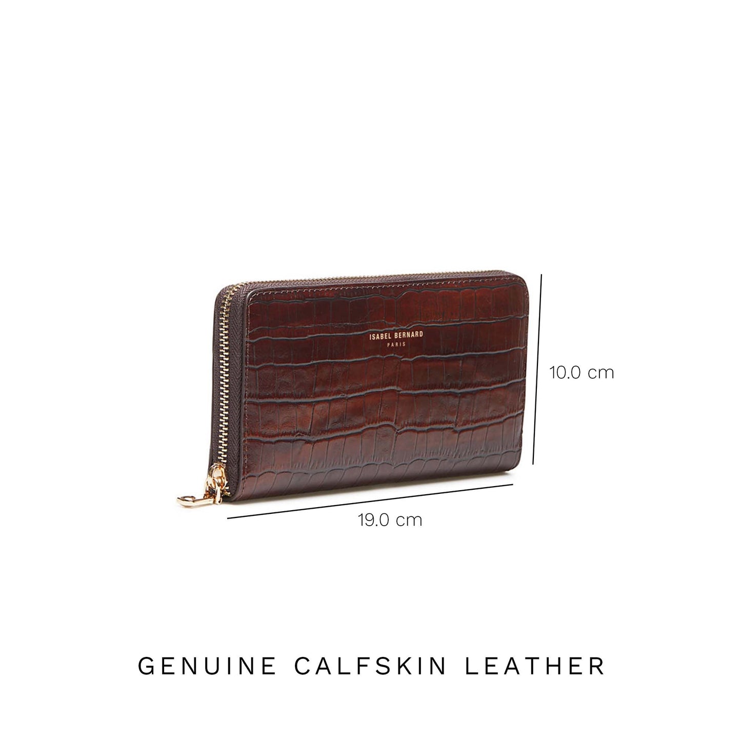 Honoré Léa croco brown calfskin leather zipper wallet -  - Isabel Bernard