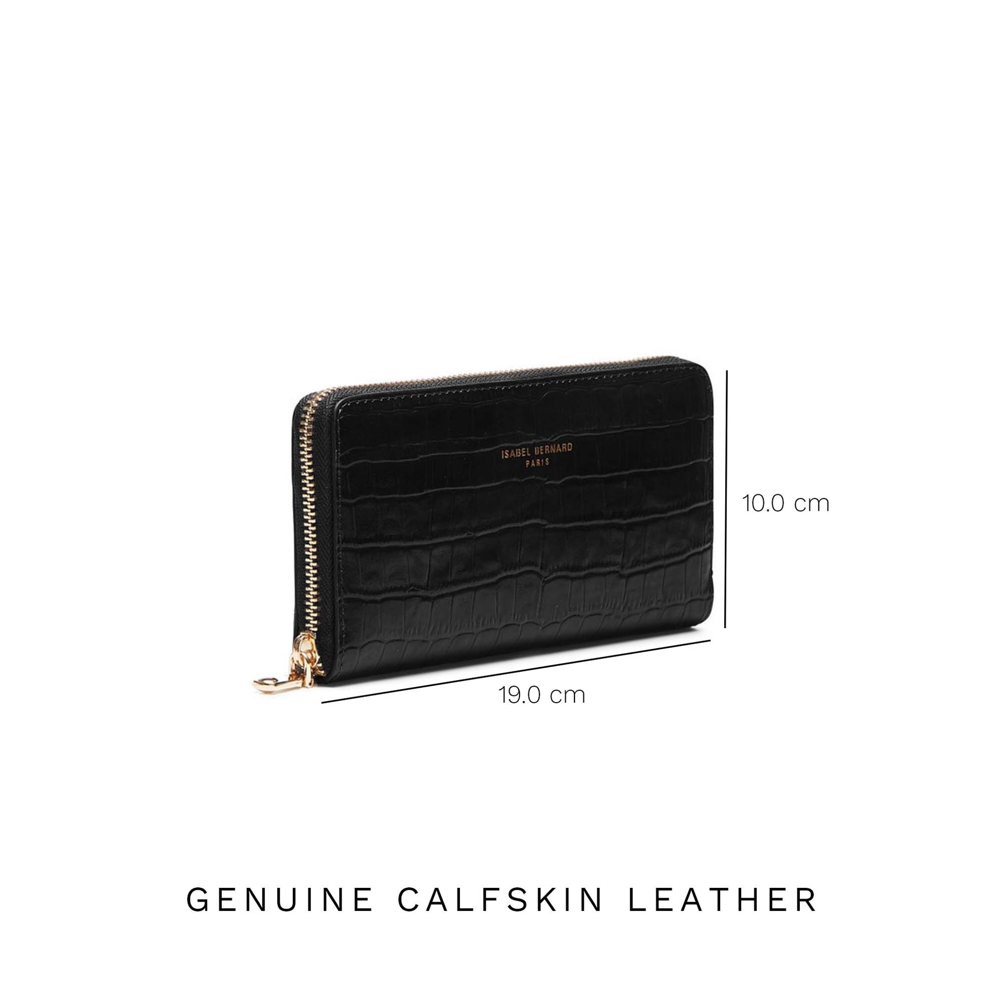 Honoré Léa croco black calfskin leather zipper wallet -  - Isabel Bernard