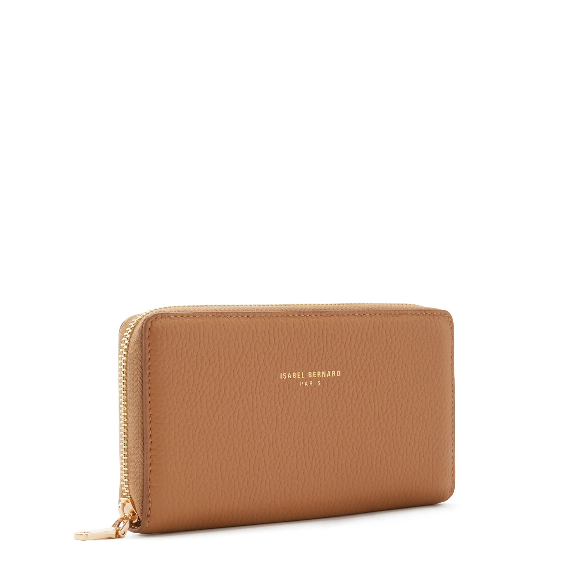 Honoré Léa camel calfskin leather zipper wallet -  - Isabel Bernard