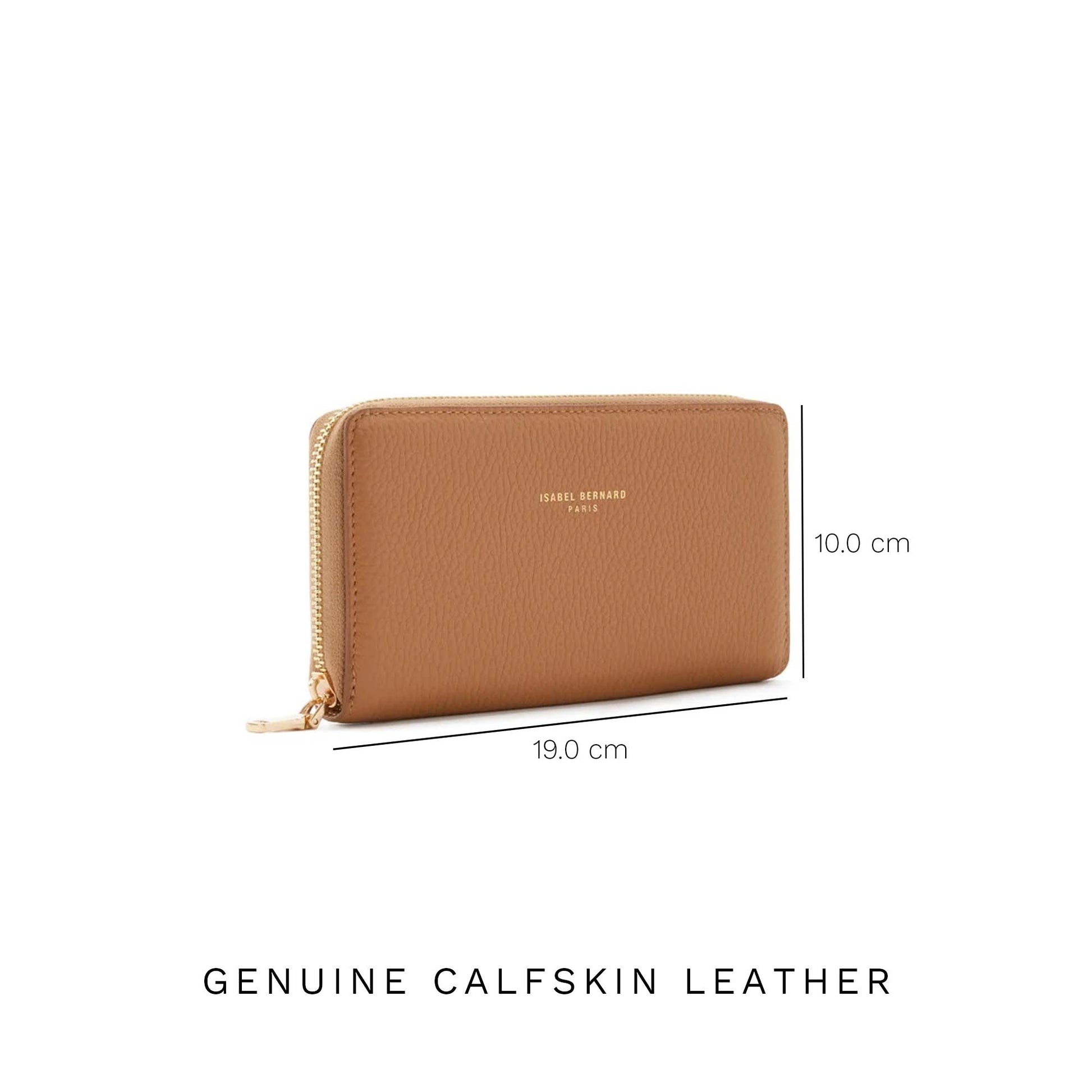 Honoré Léa camel calfskin leather zipper wallet -  - Isabel Bernard