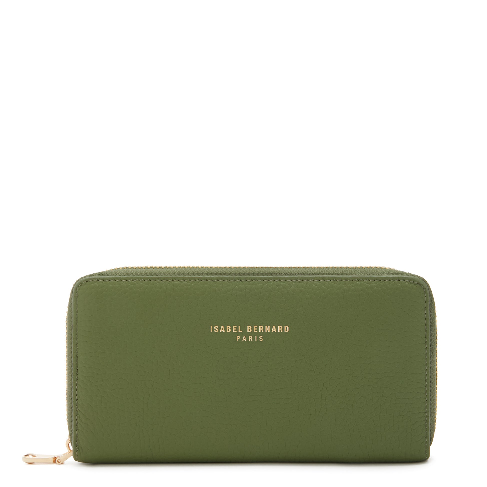 Honoré Léa green calfskin leather zipper wallet -  - Isabel Bernard