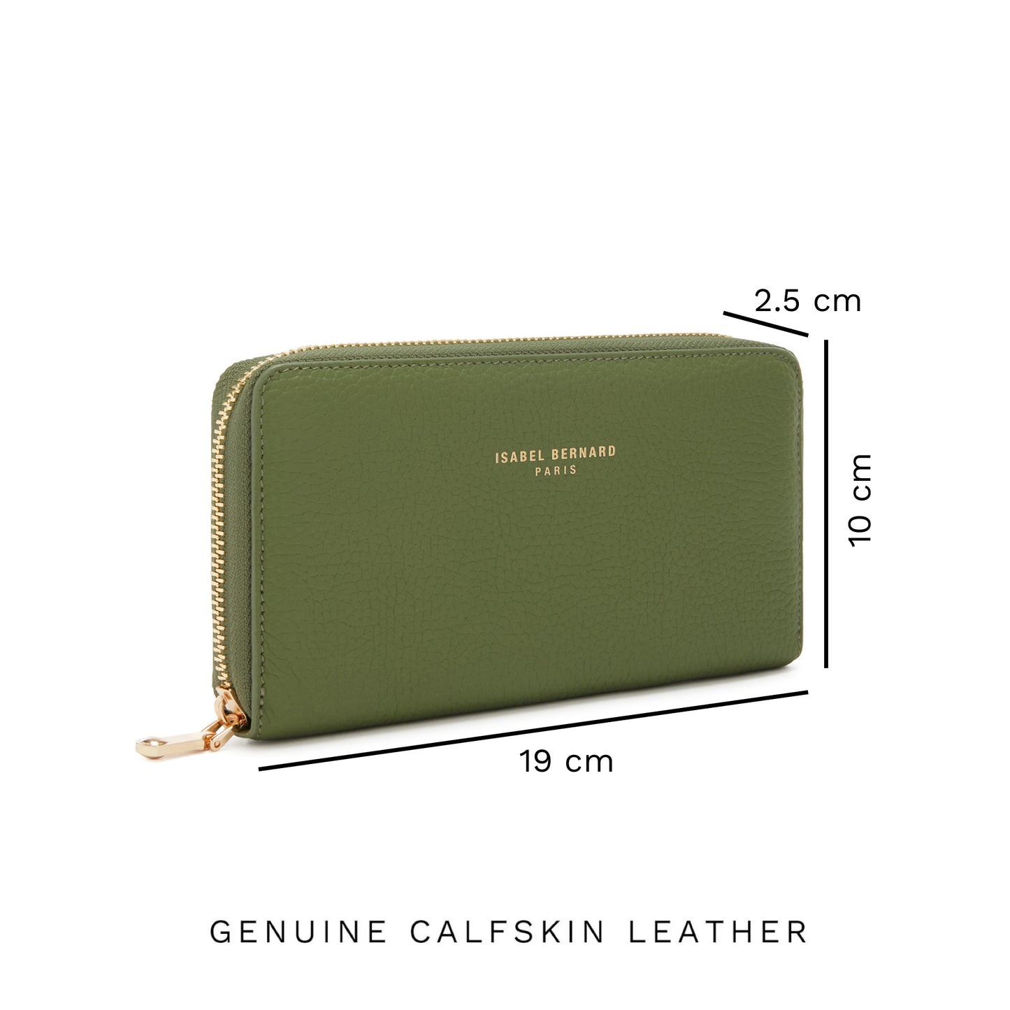 Honoré Léa green calfskin leather zipper wallet -  - Isabel Bernard