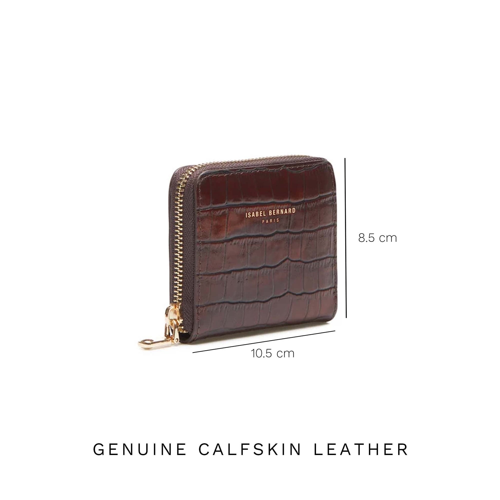 Cadeau d'Isabel croco brown calfskin leather handbag and zipper wallet gift set - - Isabel Bernard