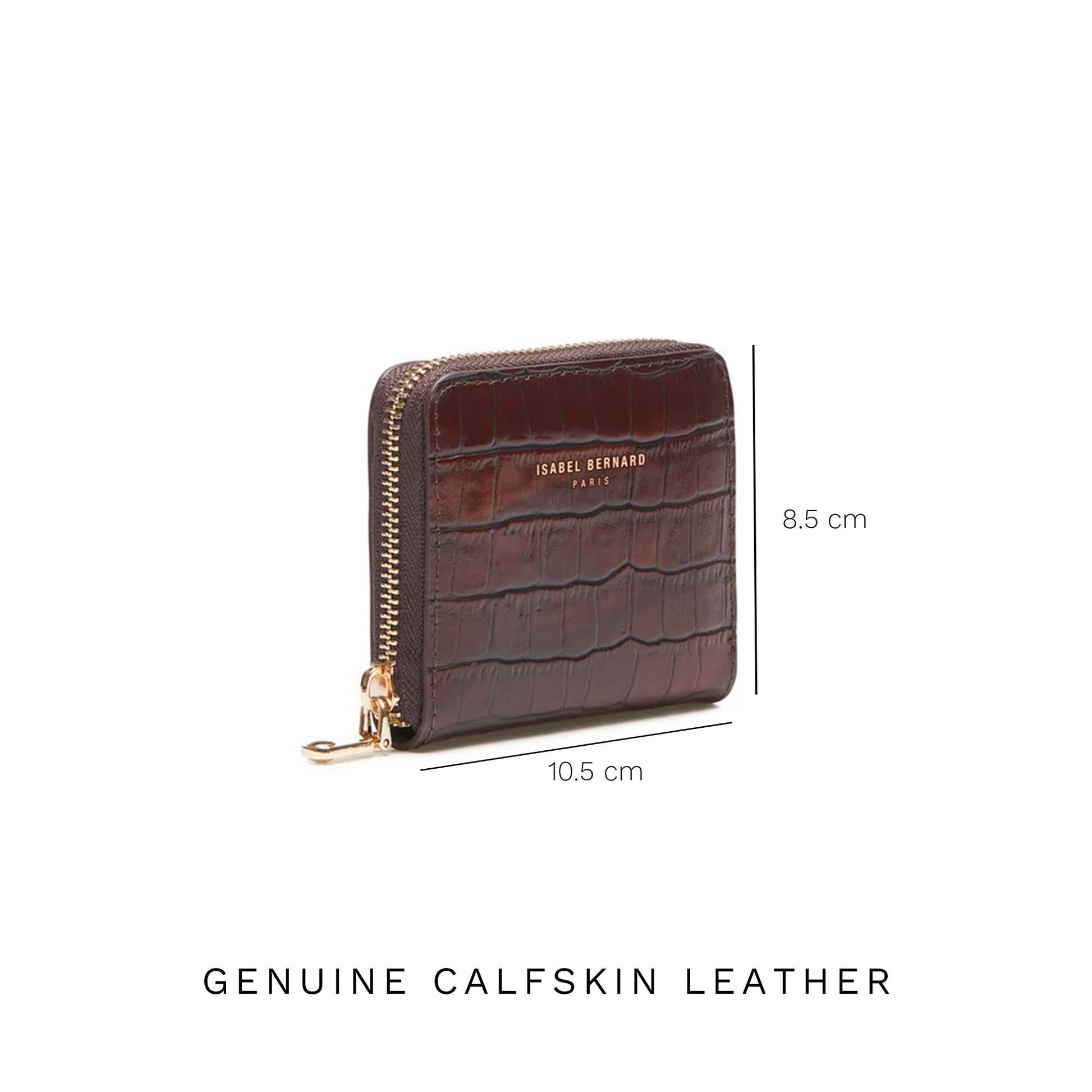 Honoré Jules croco brown calfskin leather zipper wallet -  - Isabel Bernard