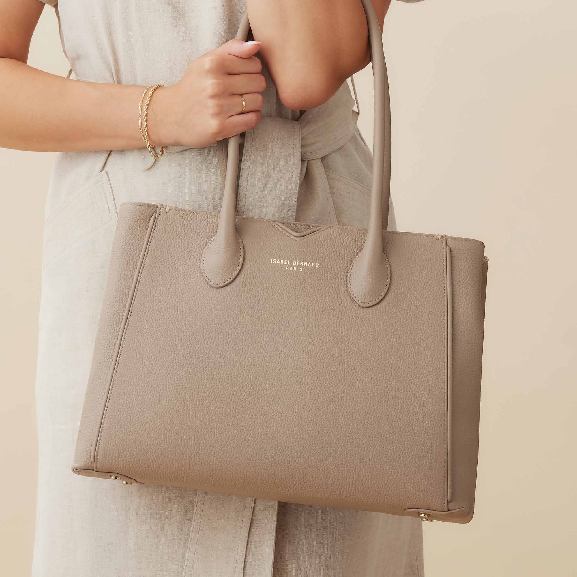 Taupe handbags leather sale