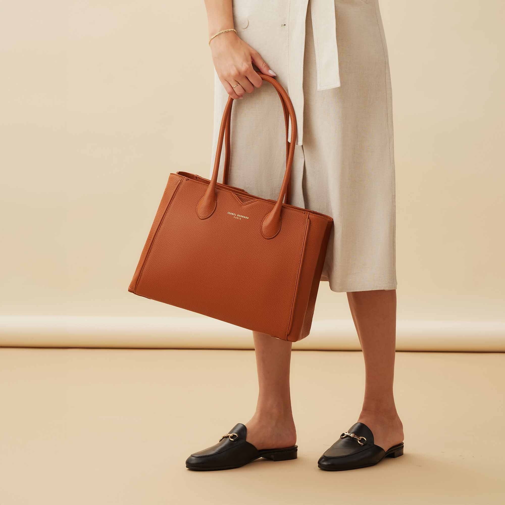 Honoré Cloe cognac calfskin leather handbag