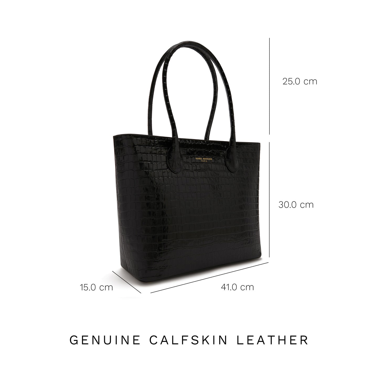 Cadeau d'Isabel croco zwarte leren shopper en kaarthouder gift set van kalfsleer