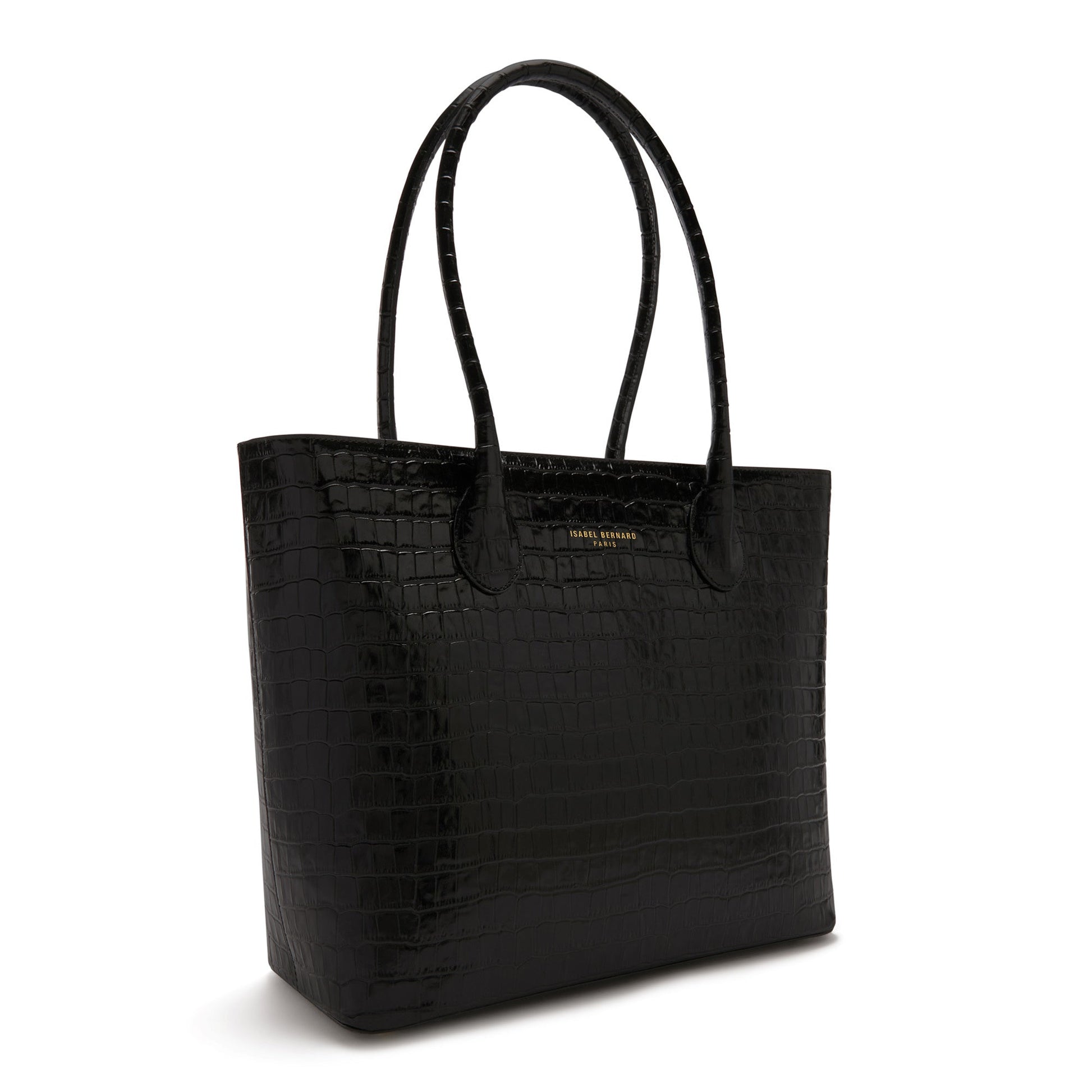 Cadeau d'Isabel croco black calfskin leather shopper and zipper wallet gift set - - Isabel Bernard