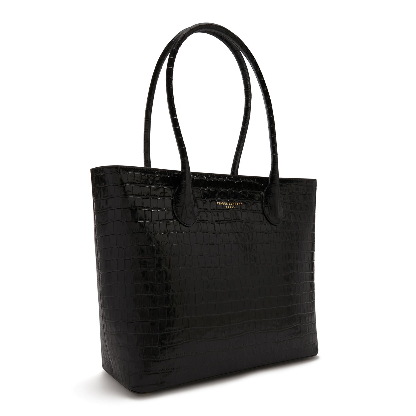 Cadeau d'Isabel croco zwarte leren shopper en kaarthouder gift set van kalfsleer