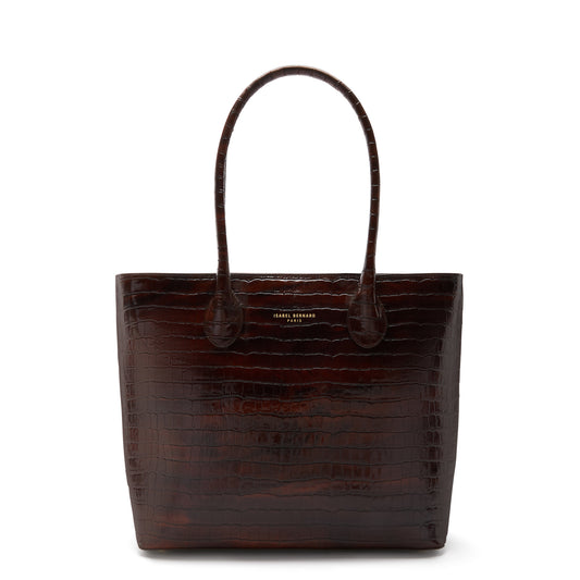 Honoré Lysanne croco brown calfskin leather shopper -  - Isabel Bernard