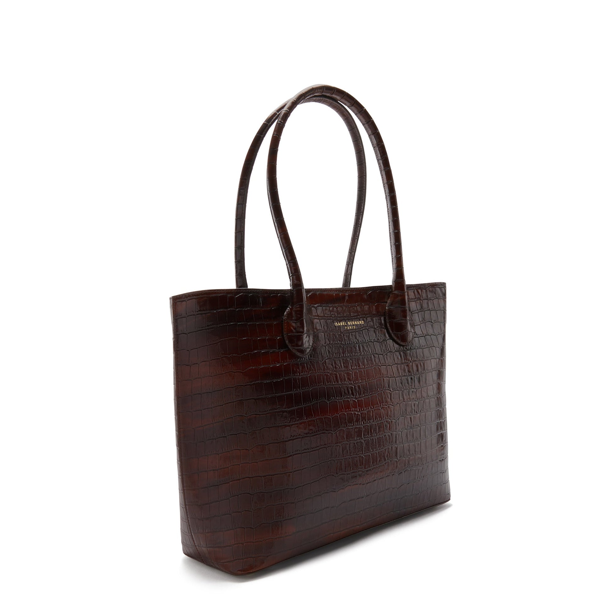 Cadeau d'Isabel croco brown calfskin leather shopper and zipper wallet gift set - - Isabel Bernard