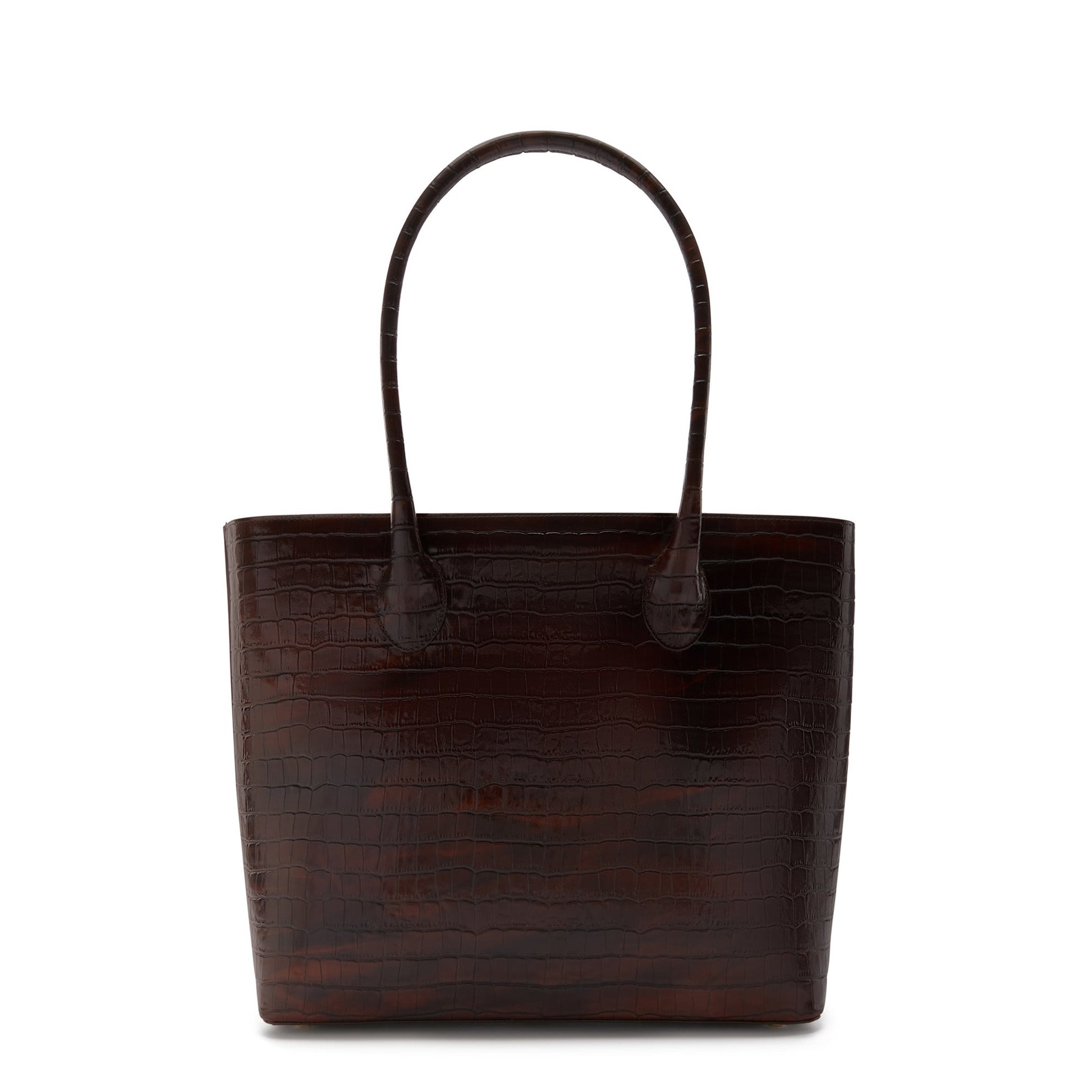 Cadeau d'Isabel croco brown calfskin leather shopper and zipper wallet gift set - - Isabel Bernard