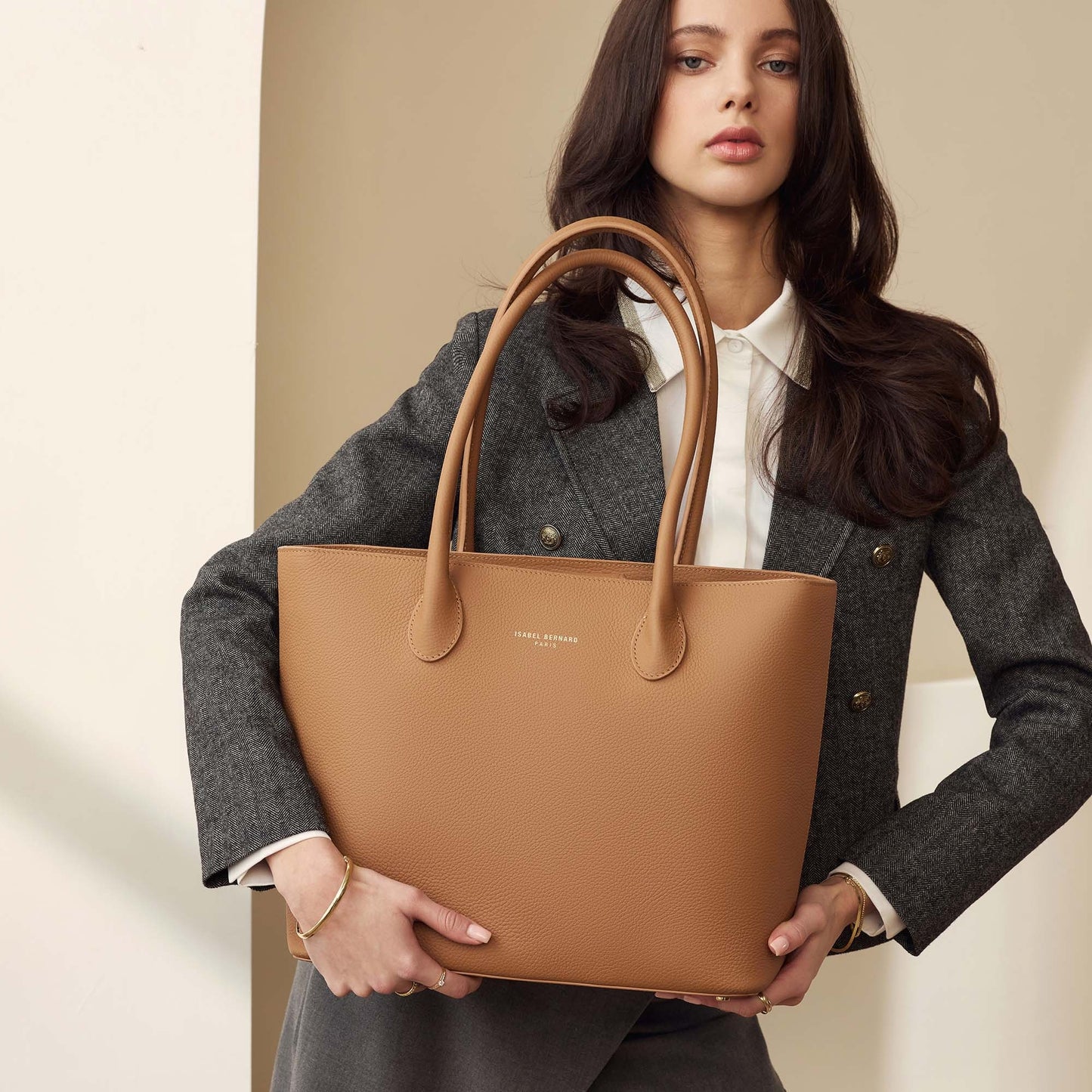 Honoré Lysanne camel calfskin leather shopper -  - Isabel Bernard