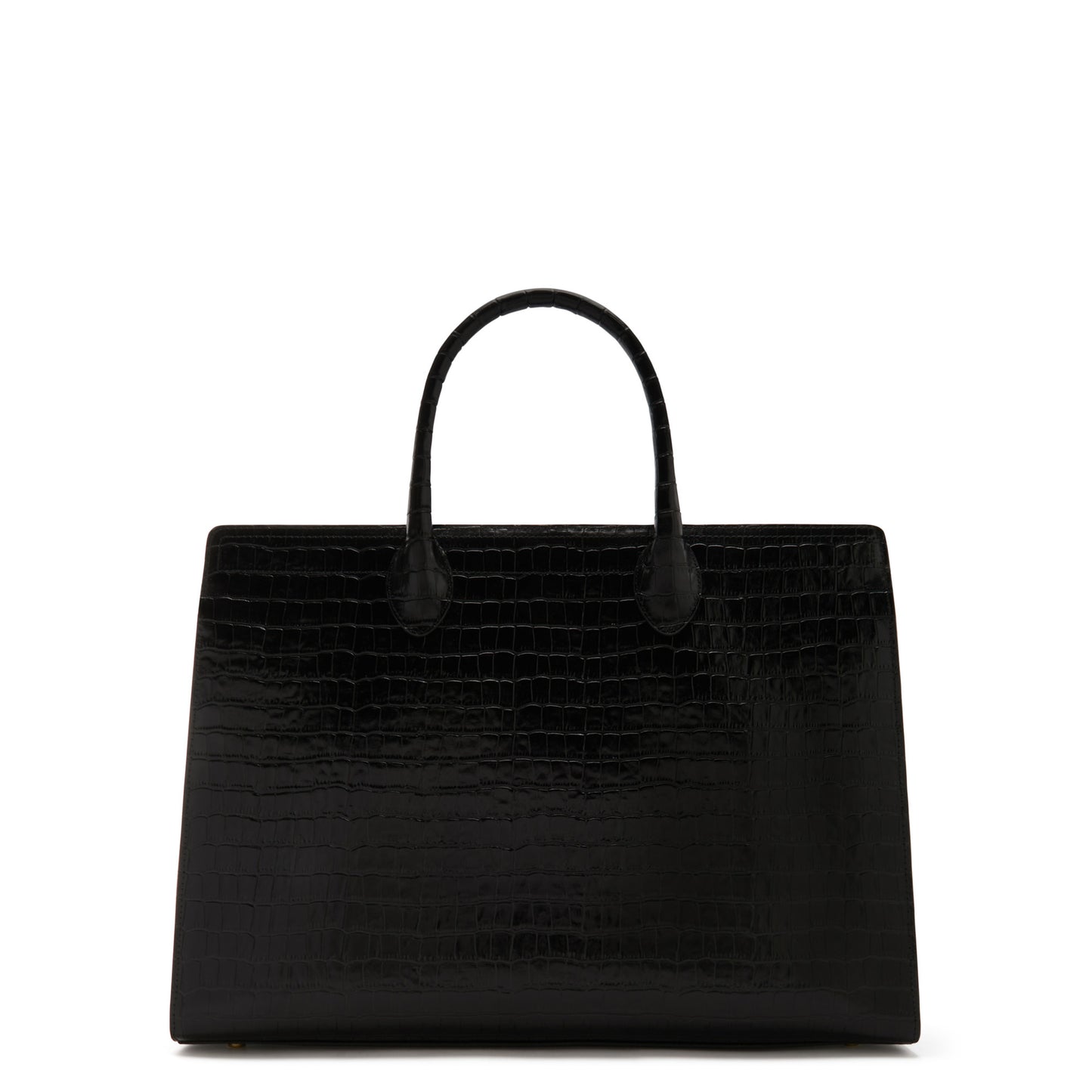 Honoré Nadine croco black calfskin leather handbag with laptop compartment -  - Isabel Bernard